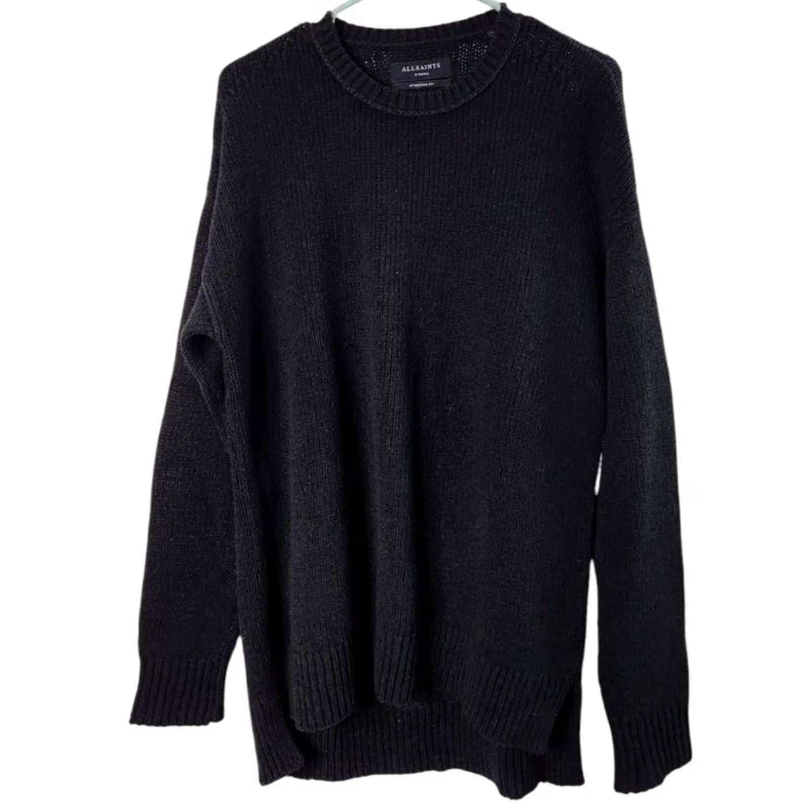 Allsaints AllSaints Sweater Shirt Mens XS Oversized Crewneck Pullover Knit Black Cotton Acrylic Nylon" Size US XS / EU 42 / 0 - 2 Thumbnail