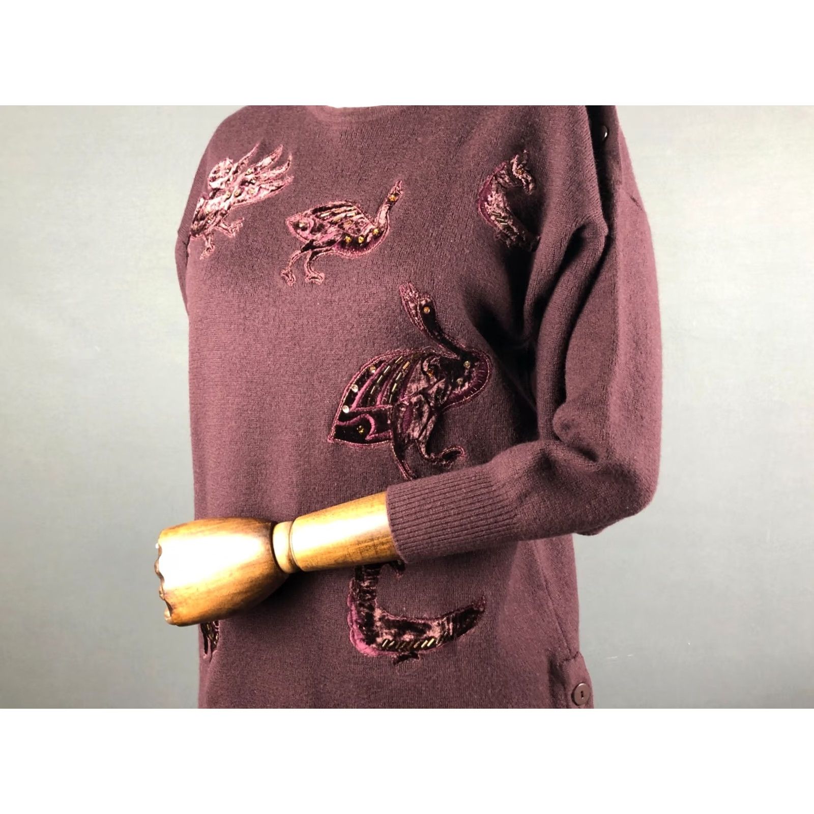 Escada ESCADA Women's Pullover Sweater 3/4 Sleeve Burgundy Wool Size 38 Made In West Germany Size XS / US 0-2 / IT 36-38 - 6 Thumbnail