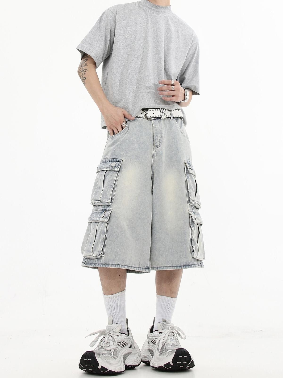 Japanese Brand Multi Pocket Cargo Jorts, Baggy Denim Shorts Size US 30 / EU 46 - 3 Thumbnail