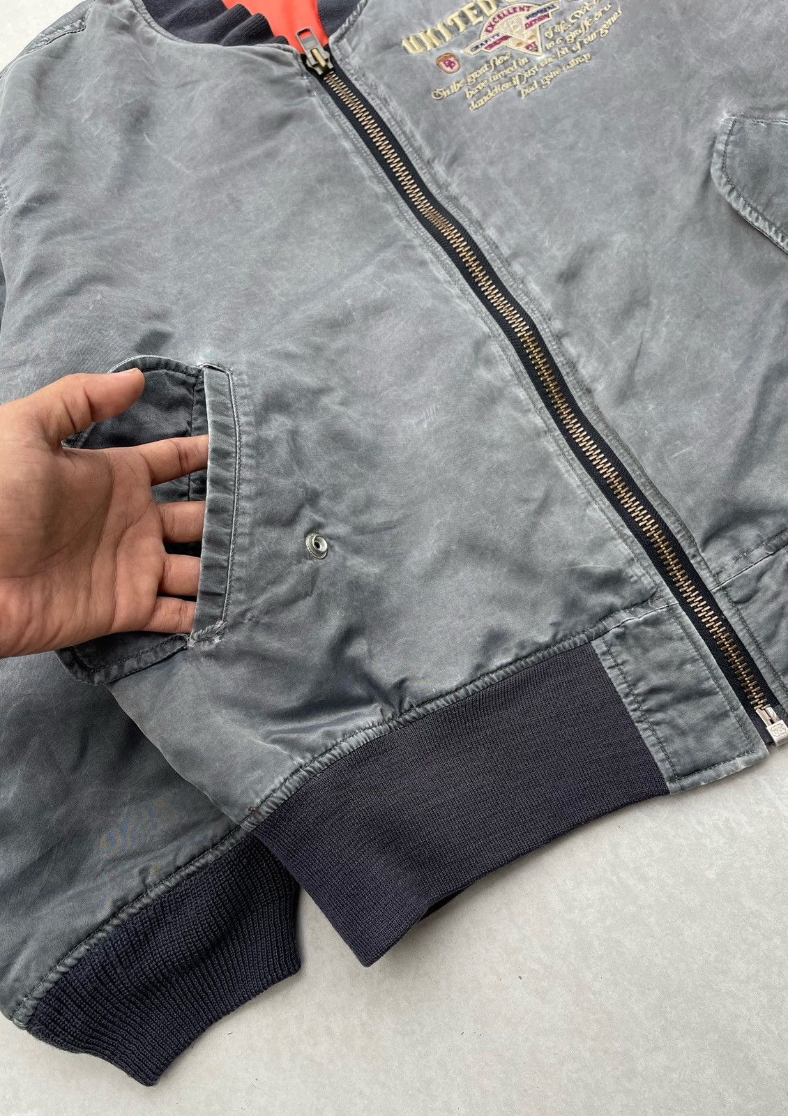 Vintage 🔥Vintage Us Air Force MA-1 Faded Bomber Jacket Size US L / EU 52-54 / 3 - 6 Thumbnail