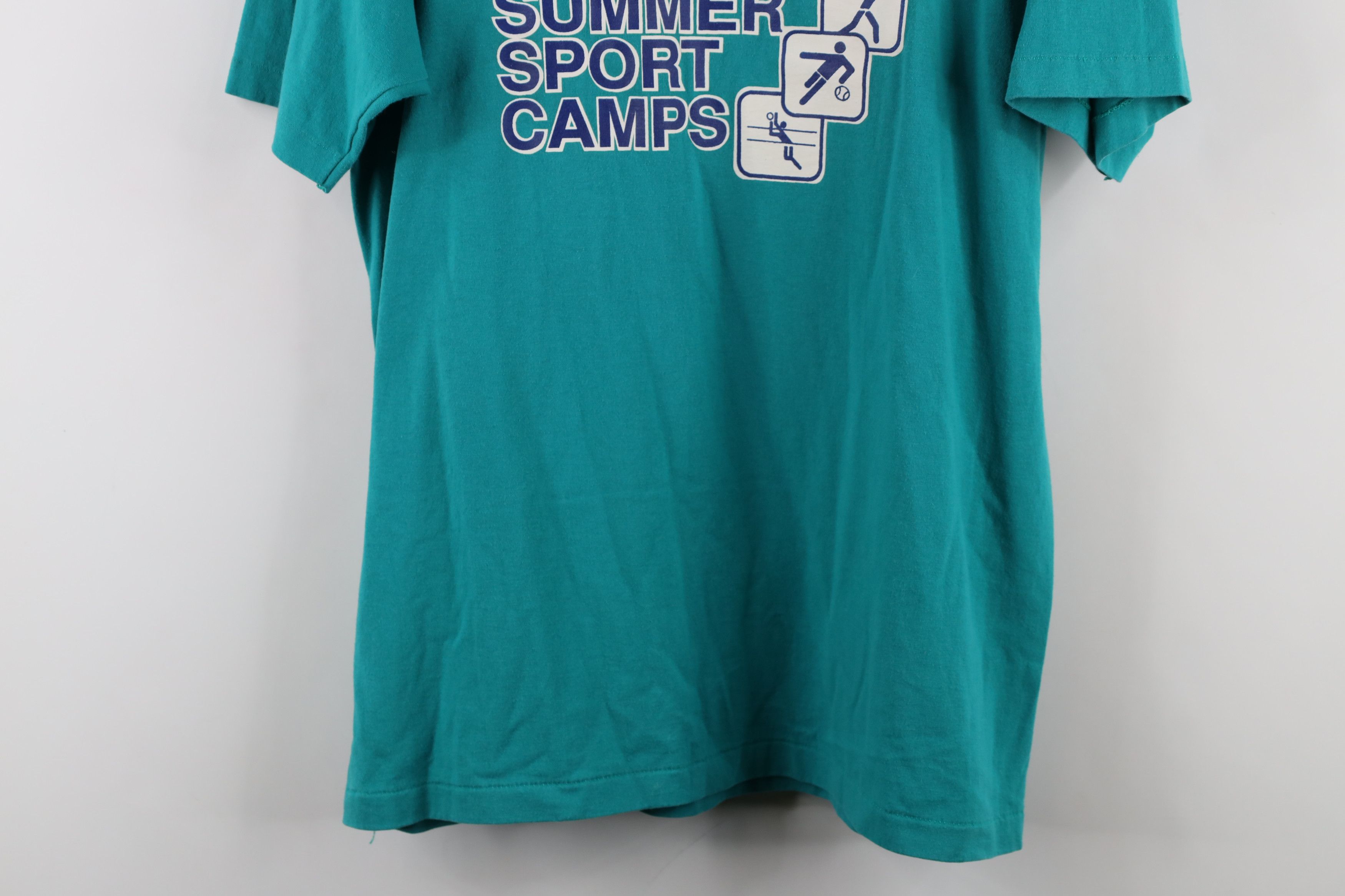 Vintage Vintage 90s Streetwear Summer Sports Camp T-Shirt Teal USA Size US L / EU 52-54 / 3 - 3 Thumbnail