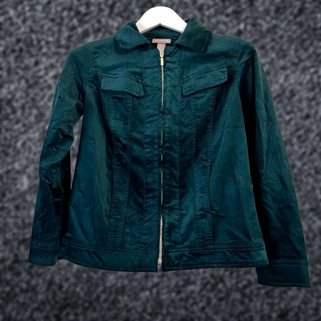 Vintage Chico's Womens Full-Zip Casual Jacket Size 0 Teal Cotton Blend Stretch Pockets Jacket Women XS? Size XS / US 0-2 / IT 36-38 - 1 Thumbnail