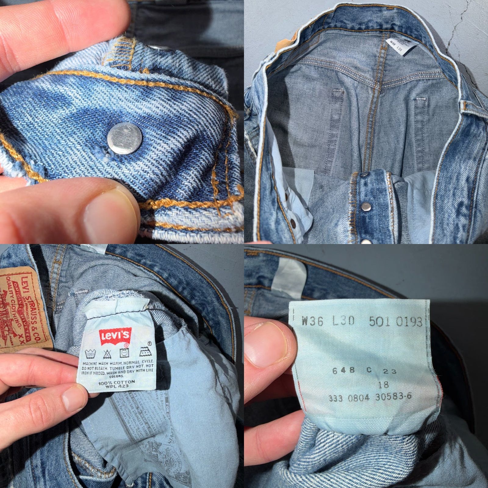 Levi's VINTAGE Levi's 501 Jeans Straight 36x30 Blue Light Wash 90s Mens Denim 5-Pocket Regular Regular Fit Button Closure Size US 36 / EU 52 - 9 Thumbnail