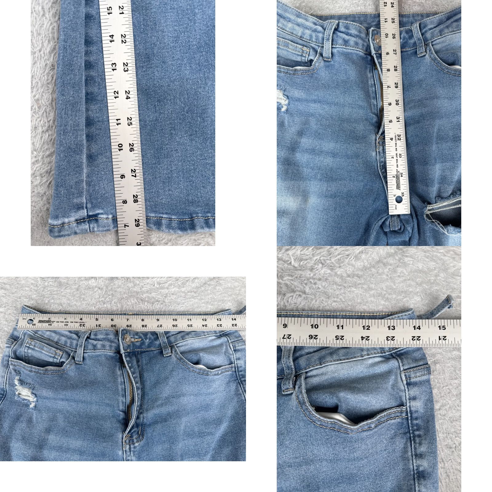 Shein SheIn Jeans Womens 8 Blue Denim Flared High Rise Distressed 28x30 Jeans Size 30" / US 8 / IT 44 - 8 Thumbnail