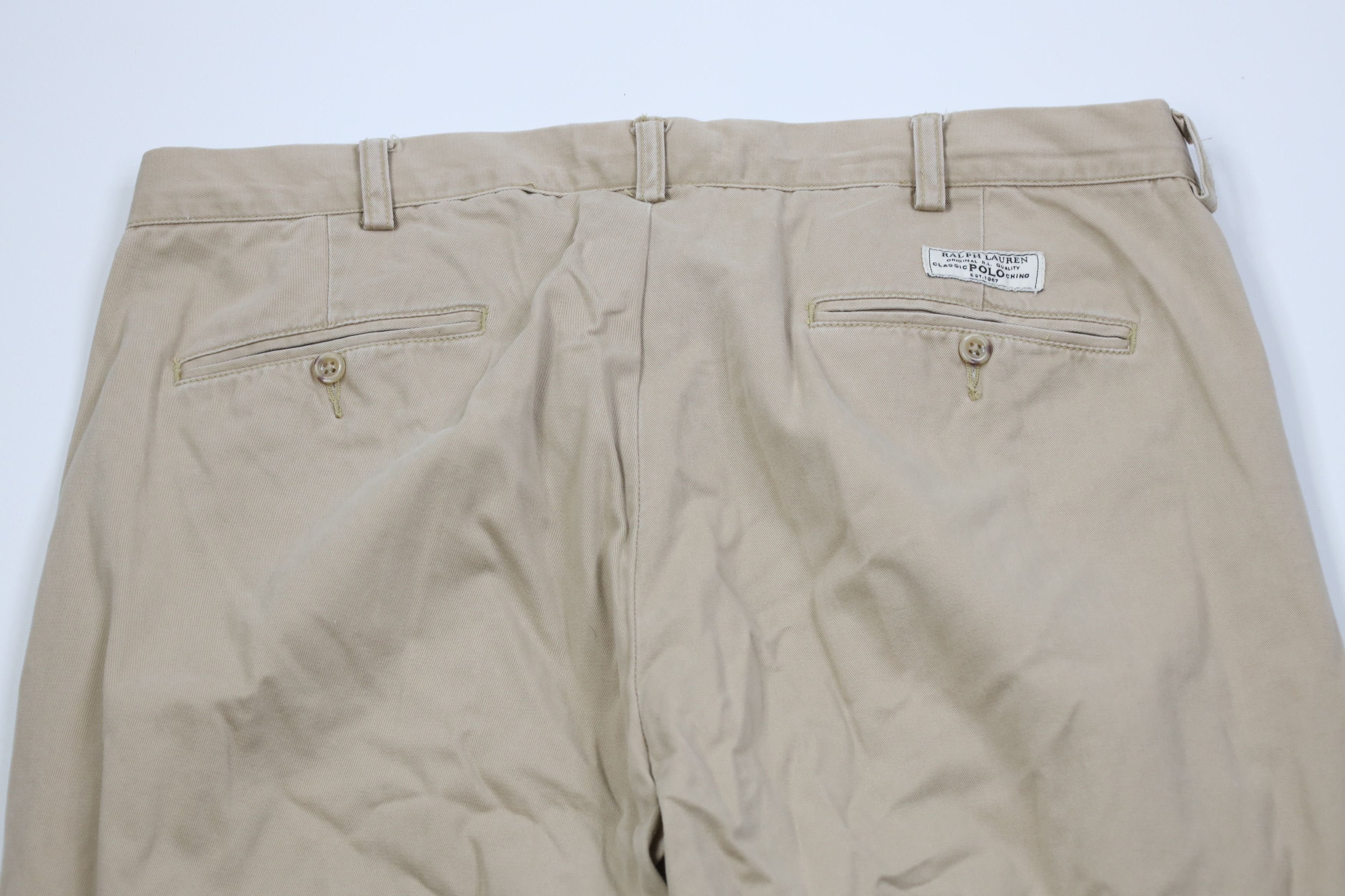 Ralph Lauren Vintage 90s Ralph Lauren Wide Leg Chino Pants Beige Cotton Size US 38 / EU 54 - 13 Thumbnail