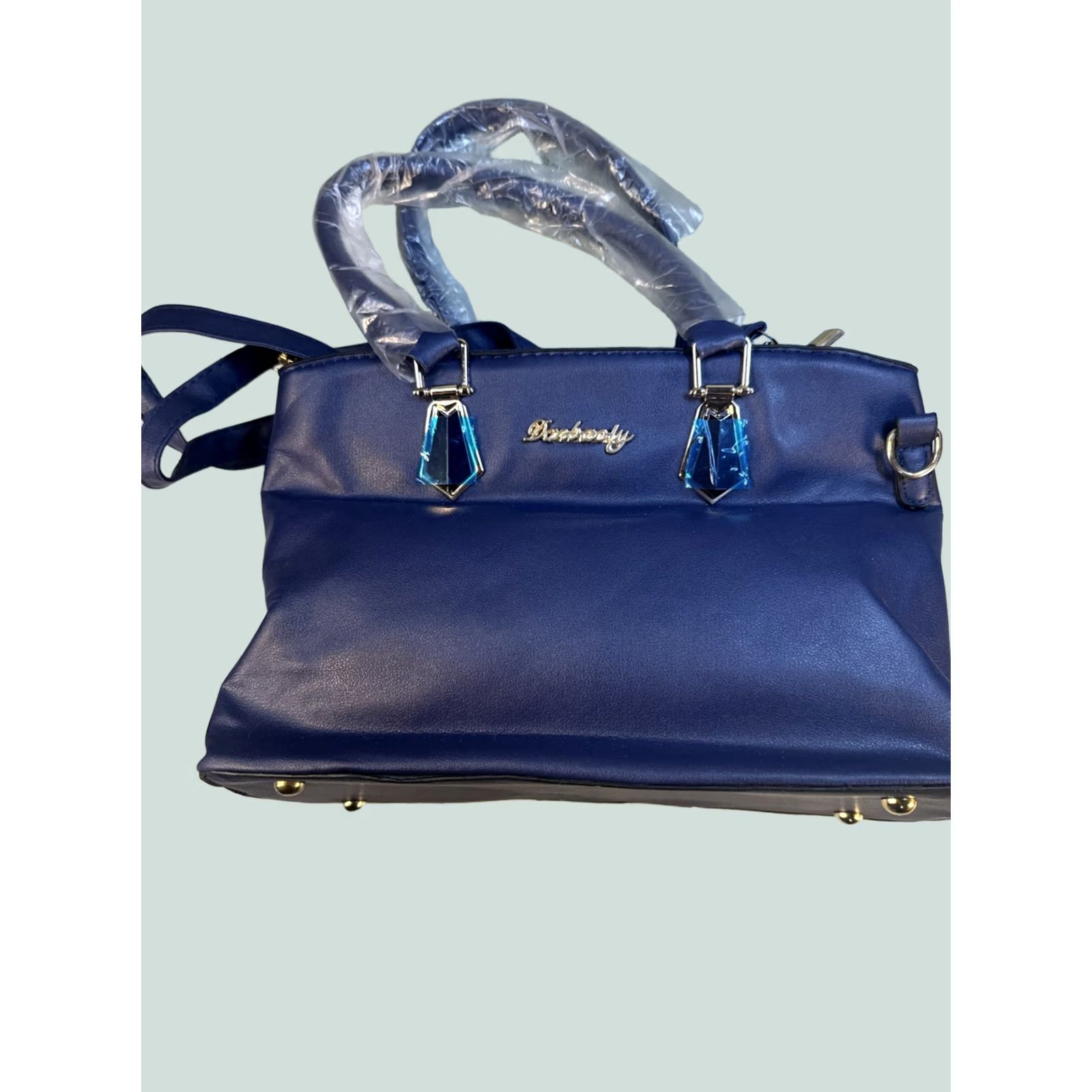 Vintage VINTAGE Darbaoly Purse Handbag Blue Two Piece Top Handle Bag Womens Purse Bag Faux Leather Size ONE SIZE - 1 Thumbnail