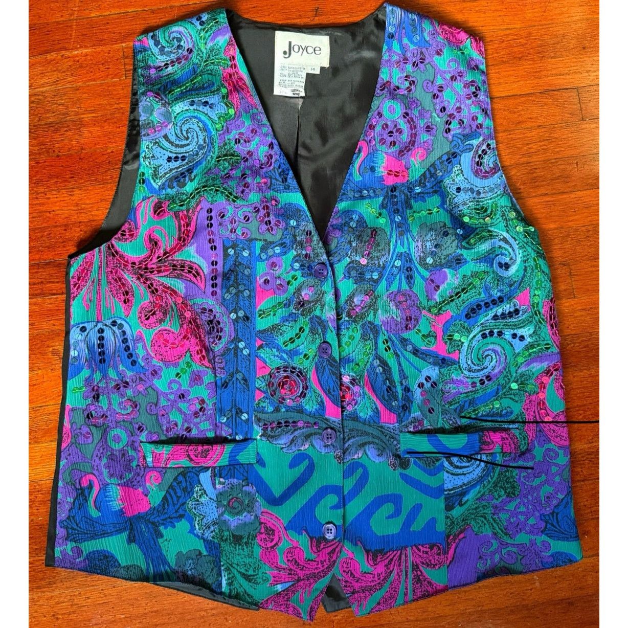 Vintage Vintage 90s Blue Pink Neon Funky Vest Jacket Med Large Size L / US 10 / IT 46 - 1 Thumbnail