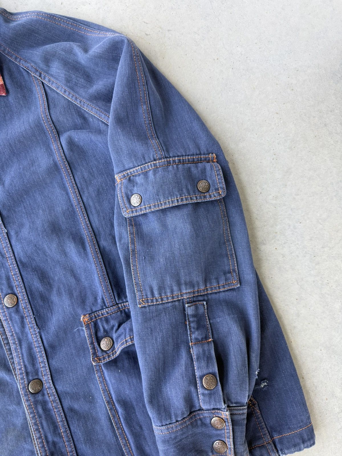 Vintage Vintage 80s Denim Plaid Collared Chore Coat Size US XL / EU 56 / 4 - 4 Thumbnail