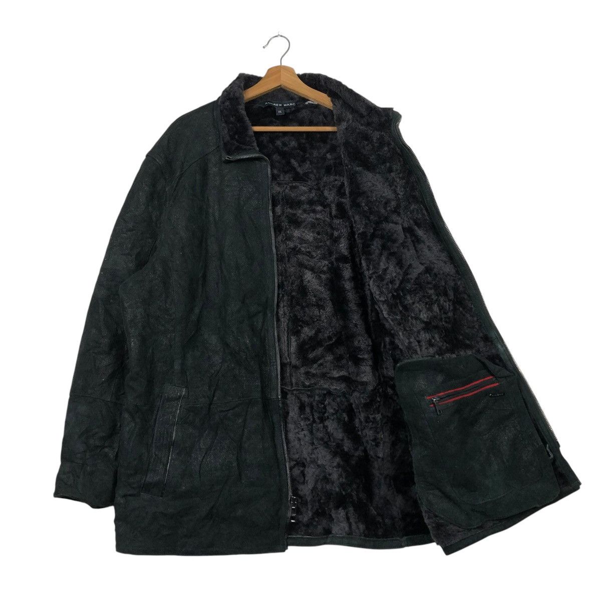 Andrew Marc 🔥VINTAGE LEATHER JACKET ANDREW MARC LAMB FUR BLANKET Size US XXL / EU 58 / 5 - 11 Thumbnail