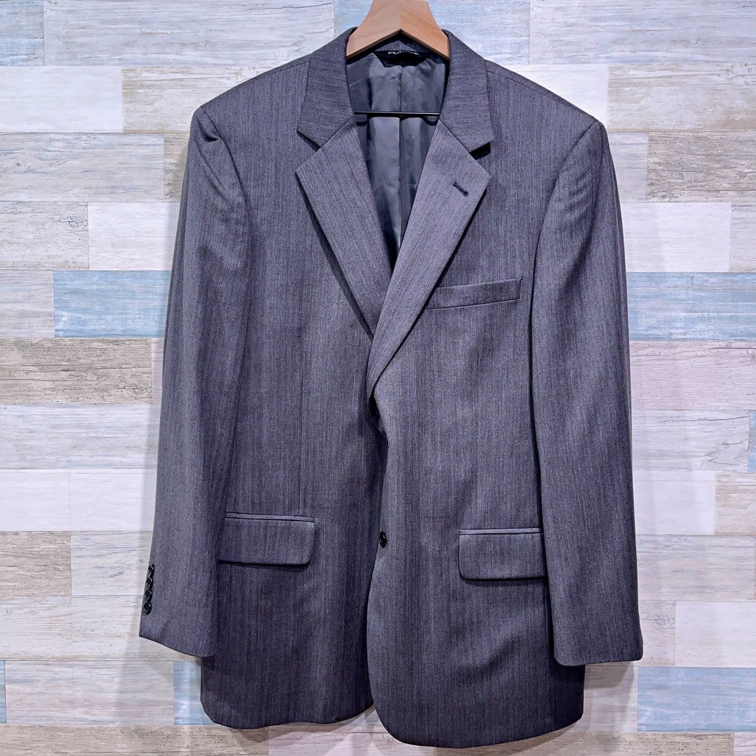 Jos. A. Bank Jos A Bank Wool Herringbone Suit Gray Mens 44R Size 44R - 2 Thumbnail