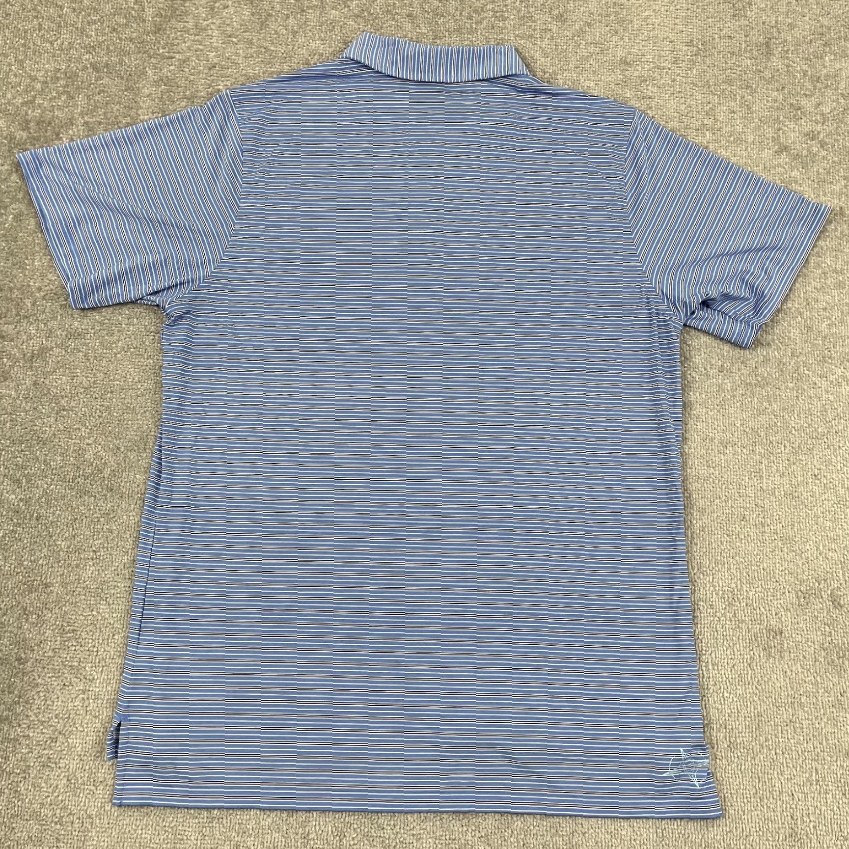 Vintage Draddy Sport Polo Shirt Mens Large Blue White Striped Performance Golf Casual Size US L / EU 52-54 / 3 - 6 Thumbnail