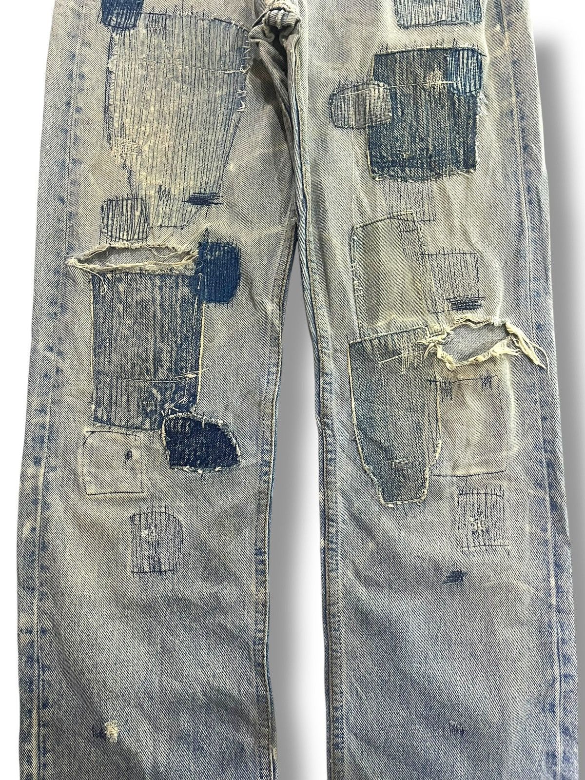 Levi's GRUNGE🤘🏼 VINTAGE LEVIS ARTE POVERA PATHWORK DISTRESSED DENIM Size US 29 - 3 Thumbnail