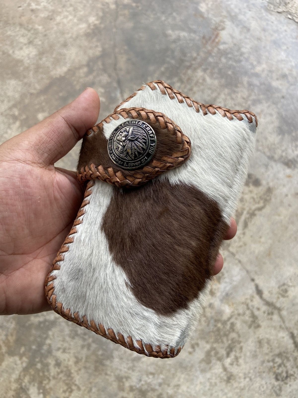 Guidi Vintage Leather Craft Native Hair on Hide Biker Long Wallet Size ONE SIZE - 1 Thumbnail