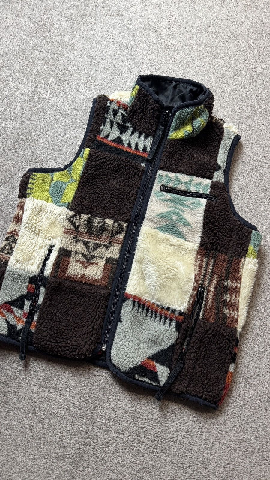 RRL Ralph Lauren Ralph Lauren Denim Supply Patchwork Aztec Fleece Vest Jacket Size US XS / EU 42 / 0 - 2 Thumbnail