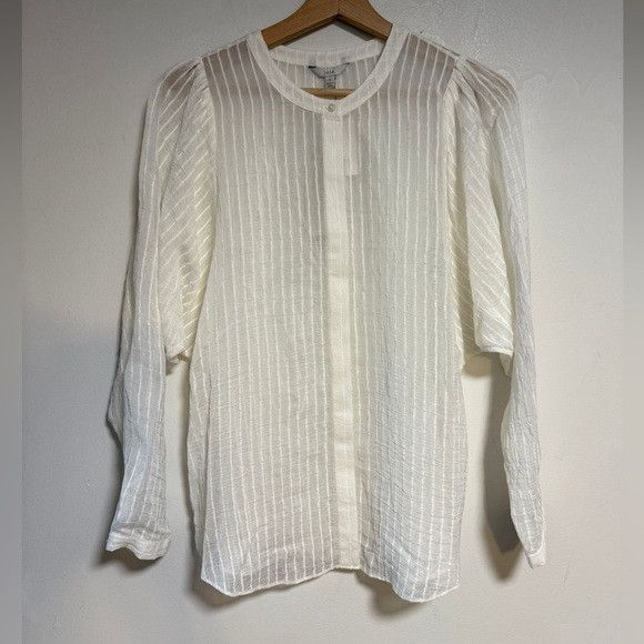 Joie Joie Rashelda B Porcelain White Sheer Striped Blouse Size S Size S / US 4 / IT 40 - 2 Thumbnail