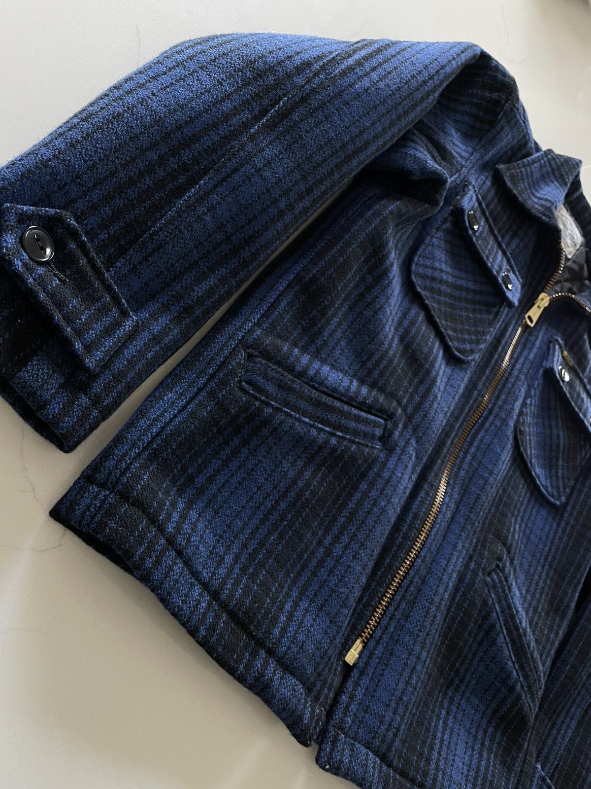 Studio D'Artisan Studio D'Artisan Blue Wool Check Zip Jacket - Size Small Size US S / EU 44-46 / 1 - 2 Thumbnail