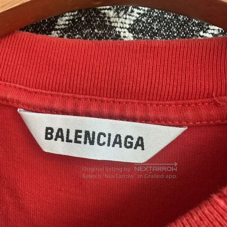 Balenciaga Balenciaga Red Wave Embroidered Distressed T-Shirt Size US XS / EU 42 / 0 - 4 Thumbnail