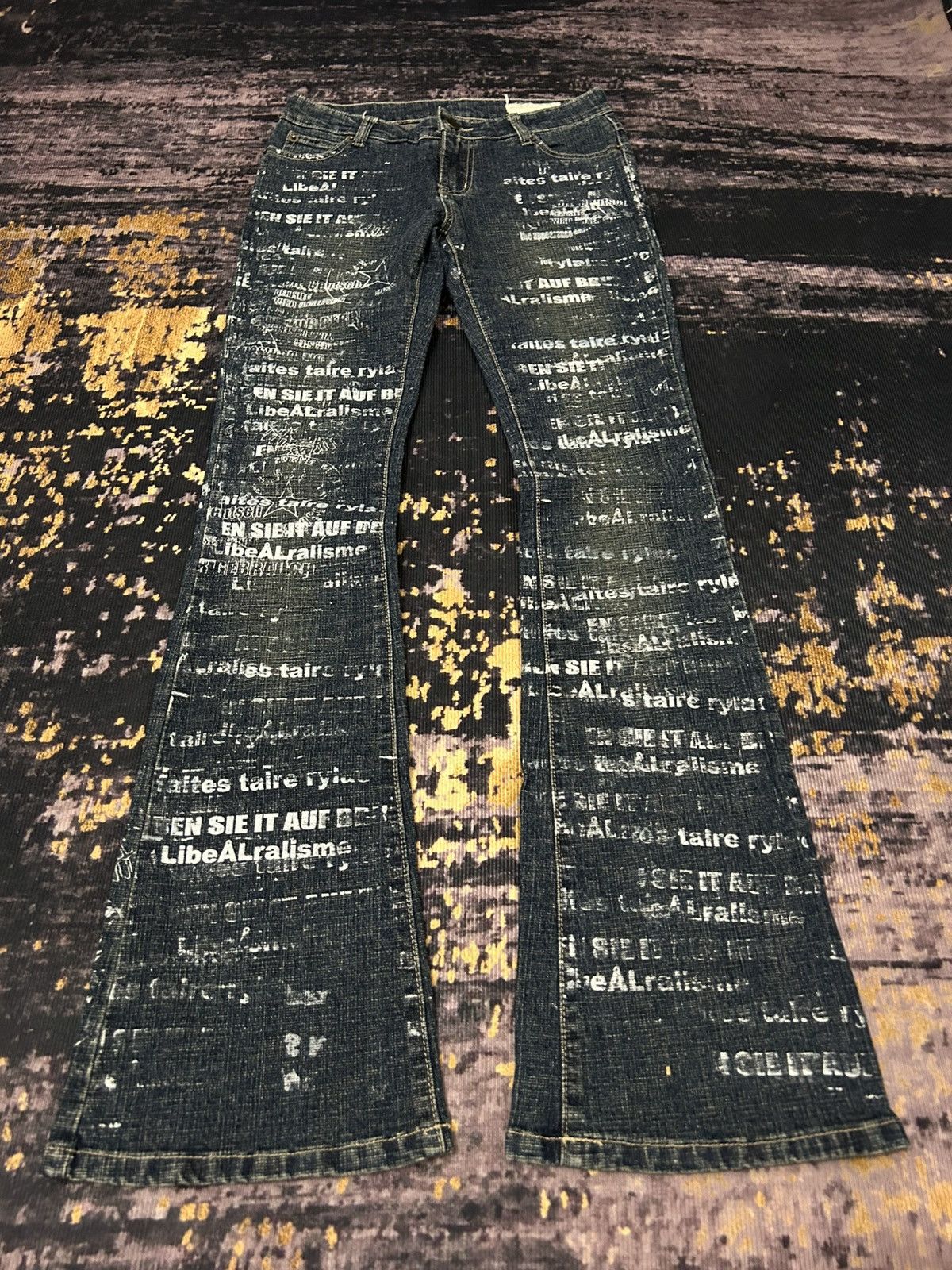 If Six Was Nine H.Naoto + DIE Poem Print Flare Jeans Size US 27 - 5 Thumbnail
