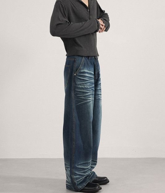 Japanese Brand American-style loose whiskered scimitar jeans for men Size US 32 / EU 48 - 4 Thumbnail