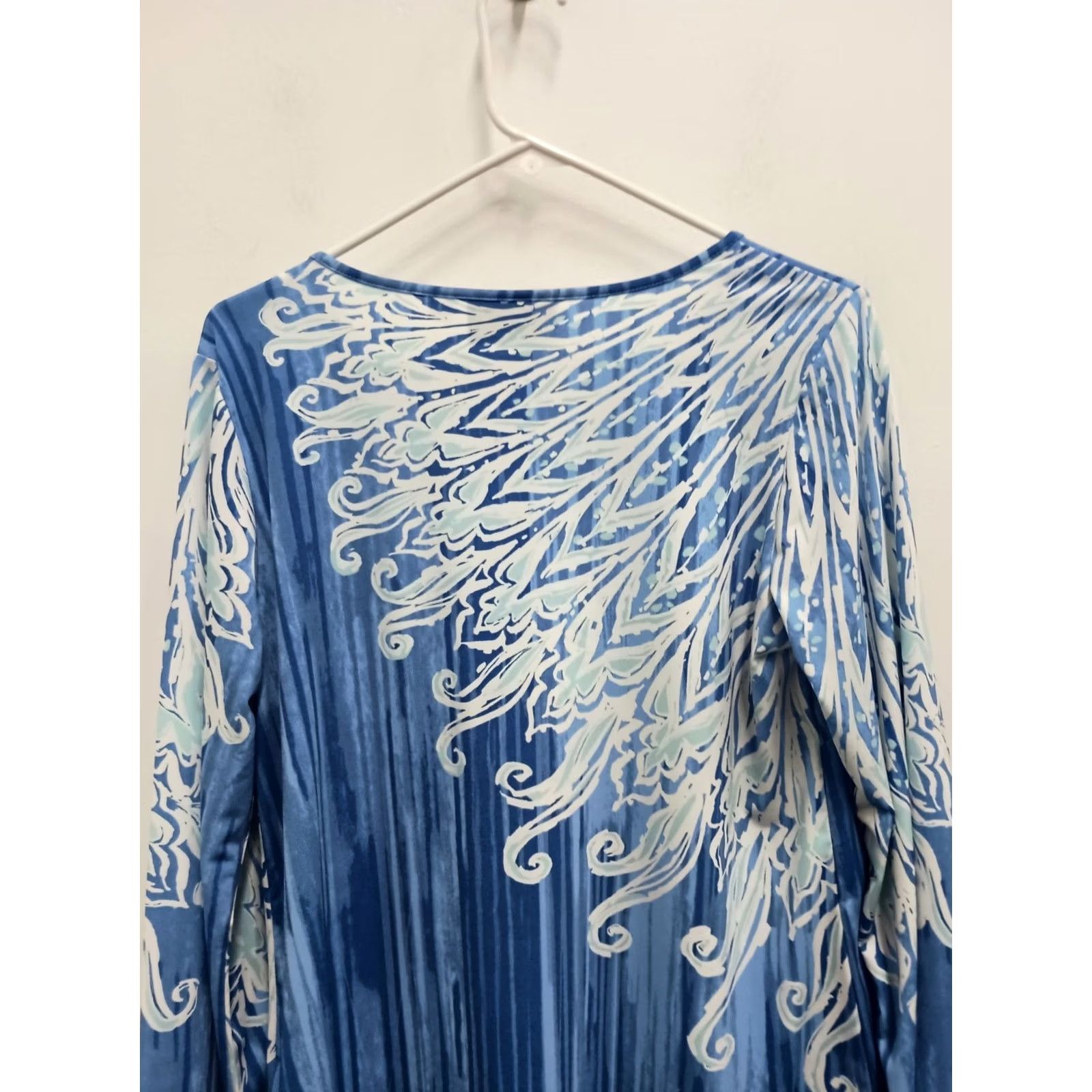 Bob Mackie Bob Mackie Wearable Art Top Small Blue White Floral Boat Neck Long Sleeve Womens Size S / US 4 / IT 40 - 8 Thumbnail