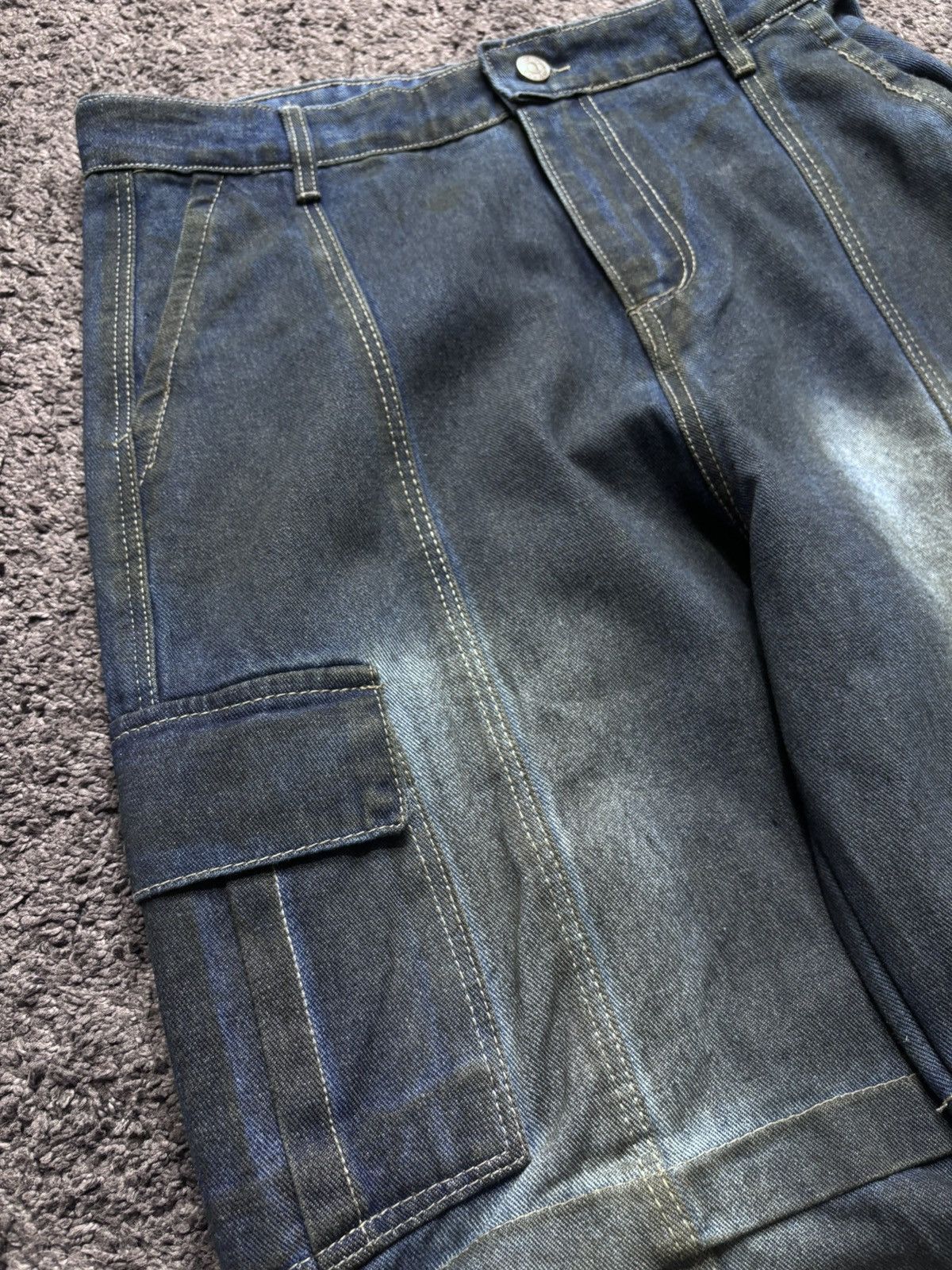 Vintage Vintage wide leg rare night blue baggy flared cargo jeans Size US 33 - 6 Thumbnail