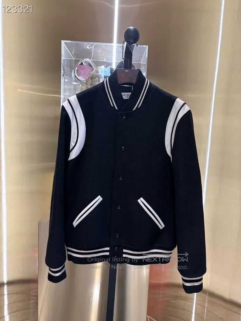 Saint Laurent Paris Saint Laurent Paris Woolen Patchwork Baseball Jacket Size US M / EU 48-50 / 2 - 1 Thumbnail