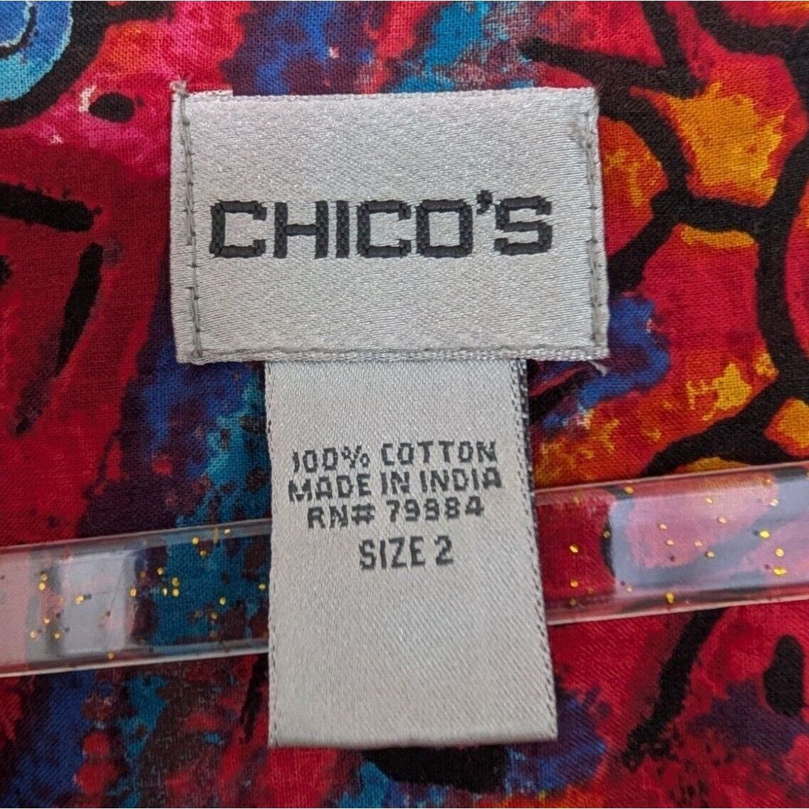 Designer Chicos 2 Abstract Artsy Shirt Womens Size Medium Red Size M / US 6-8 / IT 42-44 - 4 Thumbnail