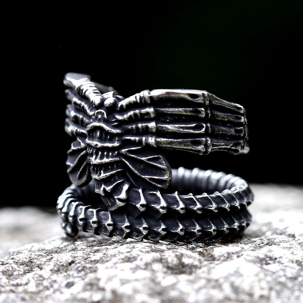 Vintage SIZE 10 316L Stainless Steel Alien Ring Size ONE SIZE - 3 Thumbnail