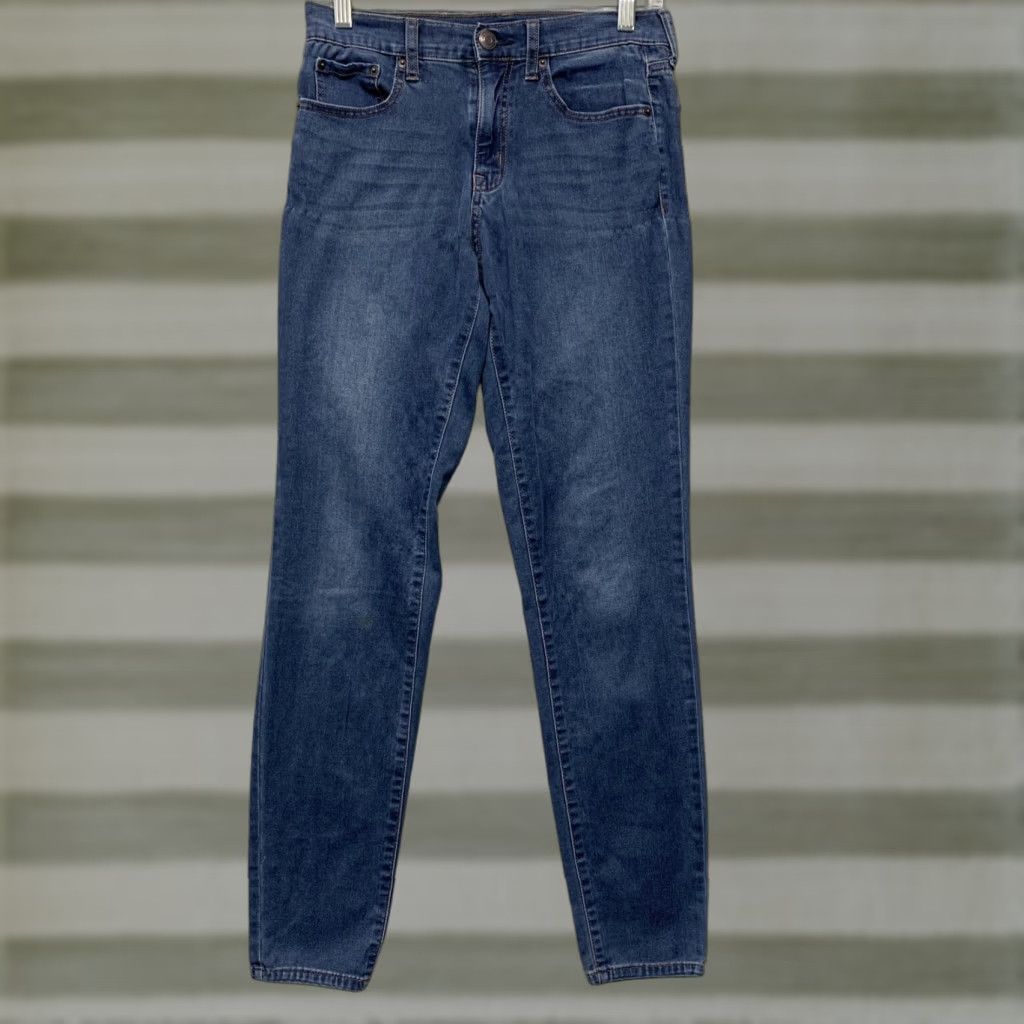 Vintage Aéropostale Women's Jeans Long Blue High Rise Dark Wash Skinny Stretch Jegging Size 4 Size 27" / US 4 / IT 40 - 1 Thumbnail