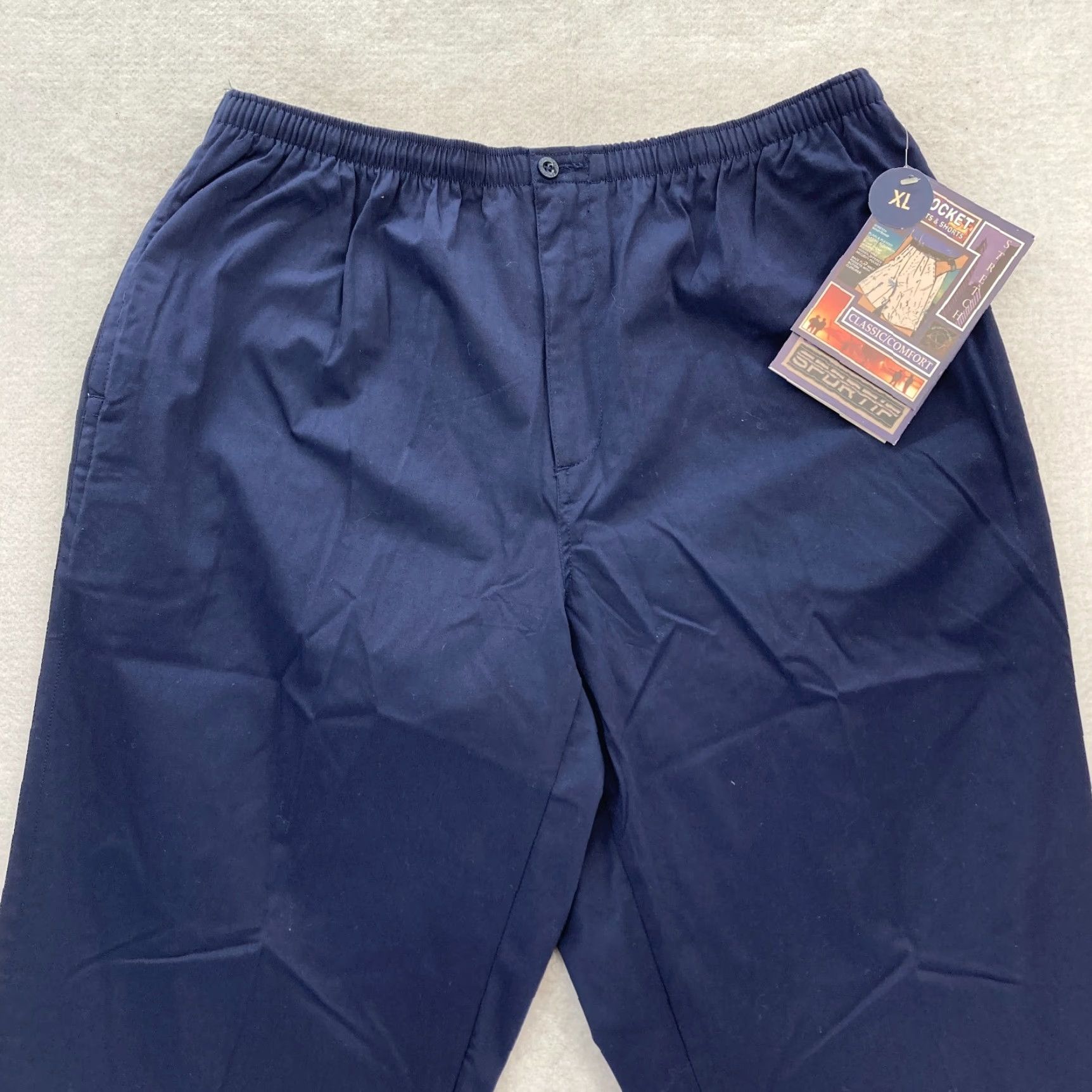 Vintage VINTAGE SPORTIF Pants Mens XL Navy Blue Stretch Fabric Waistband Straight NWT Size US 36 / EU 52 - 2 Thumbnail