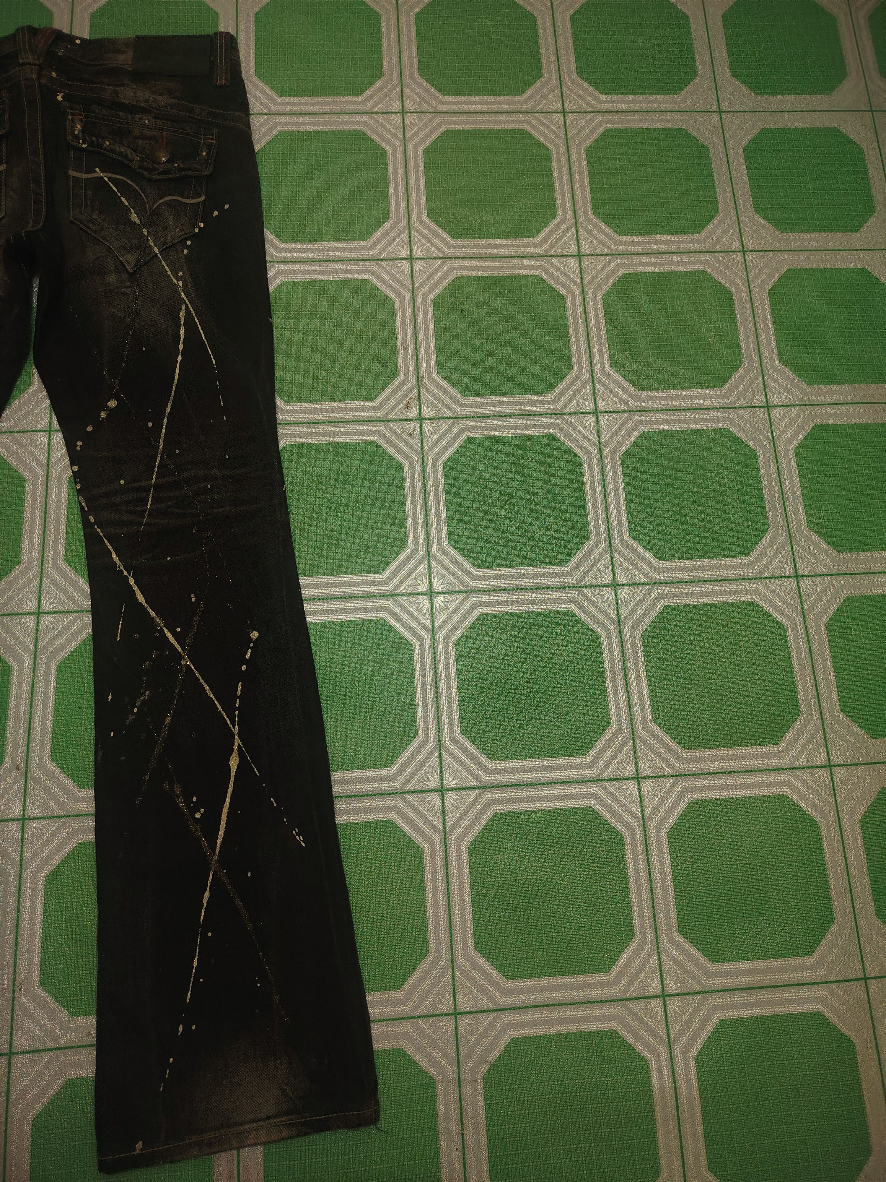 Yasuyuki Ishii Japan Lagust Painted Bead Pattern Distres Jeans Flared Jeans Size US 32 / EU 48 - 16 Thumbnail