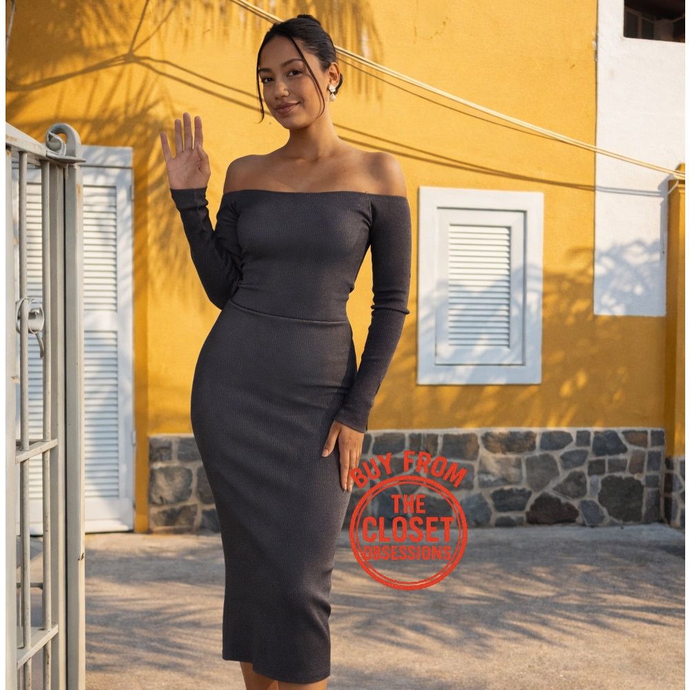 ZARA Off Shoulder Fitted Midi Dress NWT - ilac.rochib.com