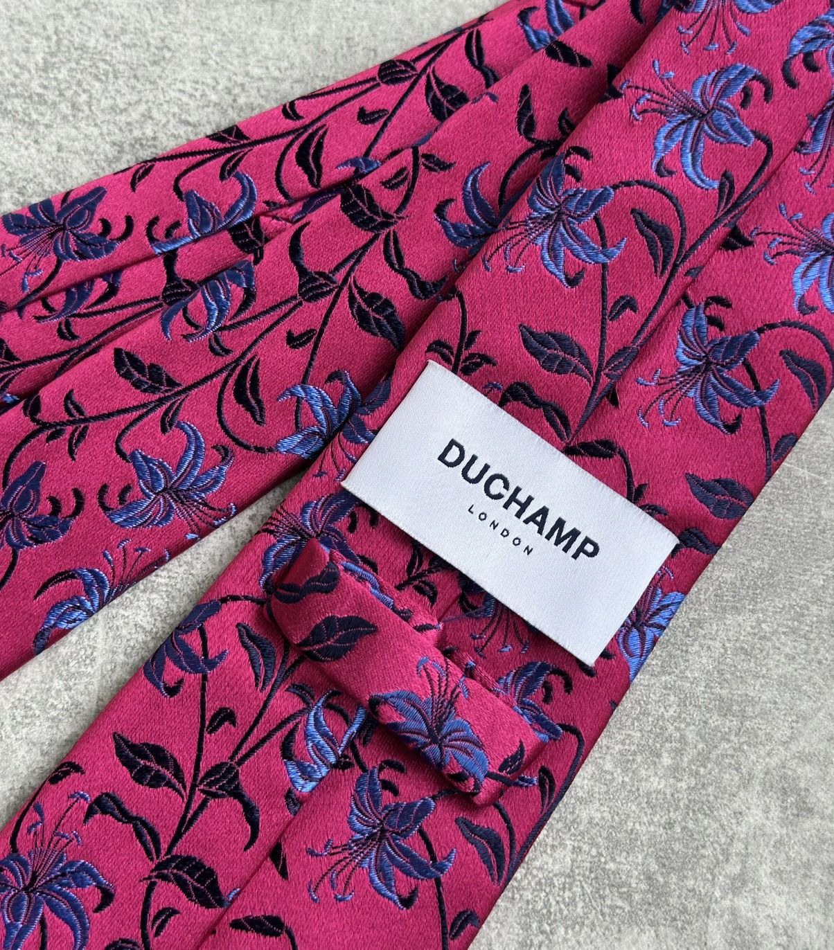Duchamp Duchamp London Mens Silk Tie Pink Floral Pattern Handmade Size ONE SIZE - 6 Thumbnail