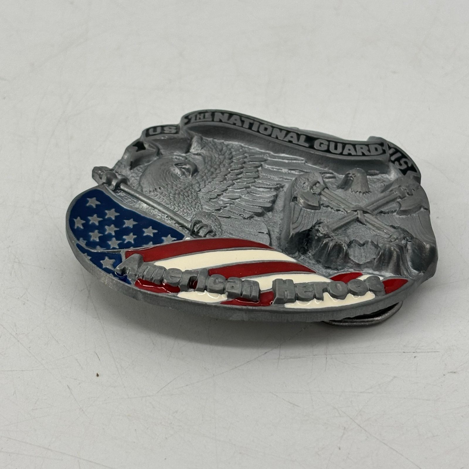 Vintage US National Guard Belt Buckle Great American Hero USA Pewter Size ONE SIZE - 9 Thumbnail