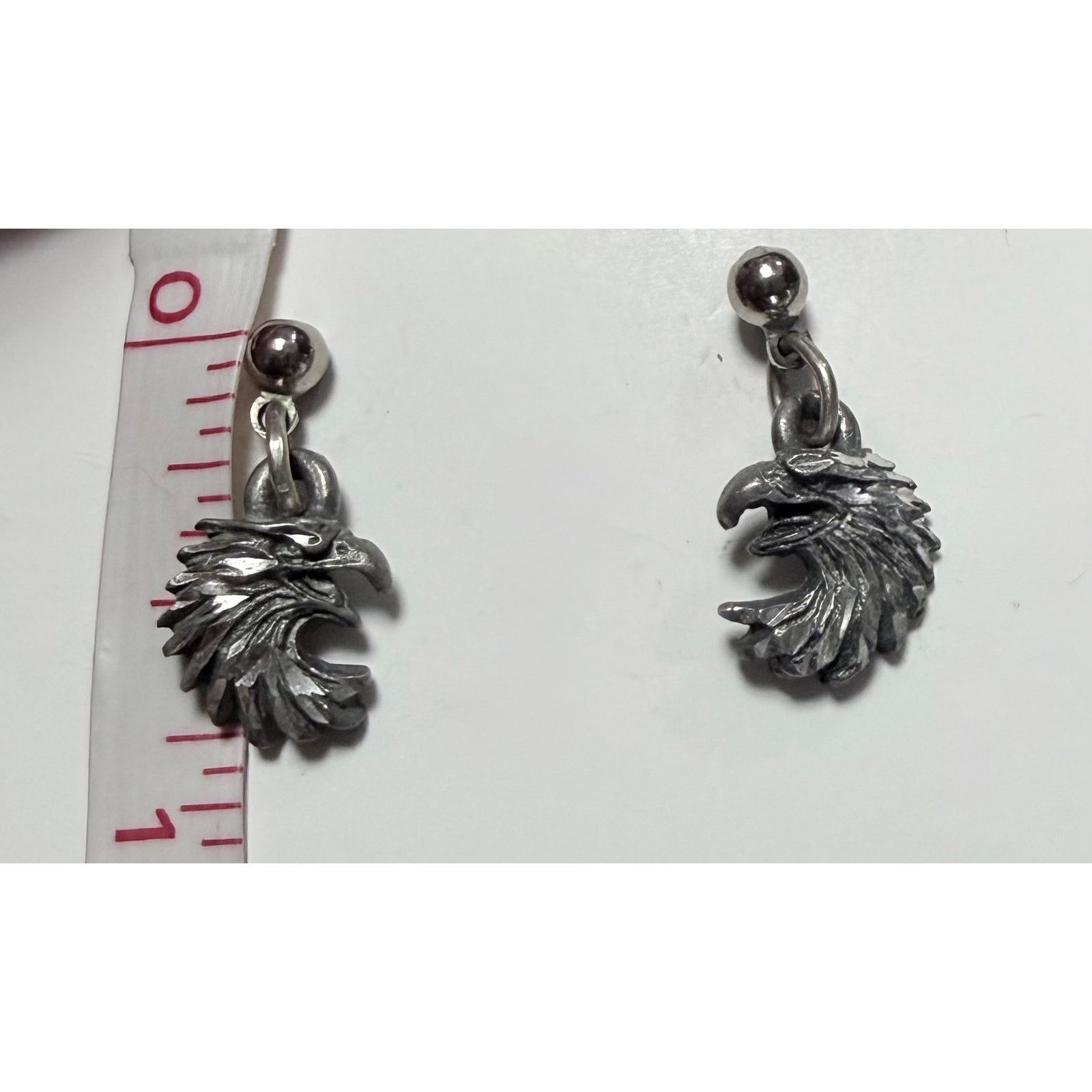 Vintage Signed Vintage EJC 1996 Eagle Pewter Post Dangle Earrings Size ONE SIZE - 3 Thumbnail
