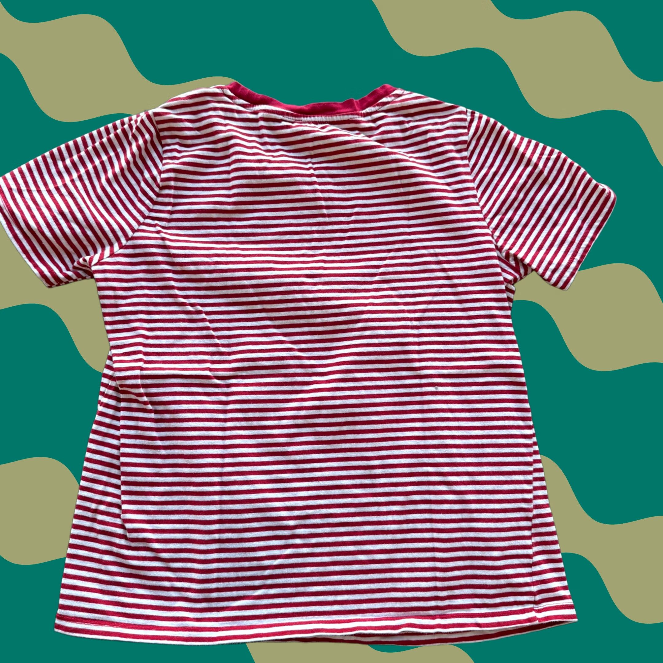 Vintage VINTAGE Ella Moss Striped Red Coastal Preppy Scoop Neck T-Shirt Small Womens Size S / US 4 / IT 40 - 1 Thumbnail