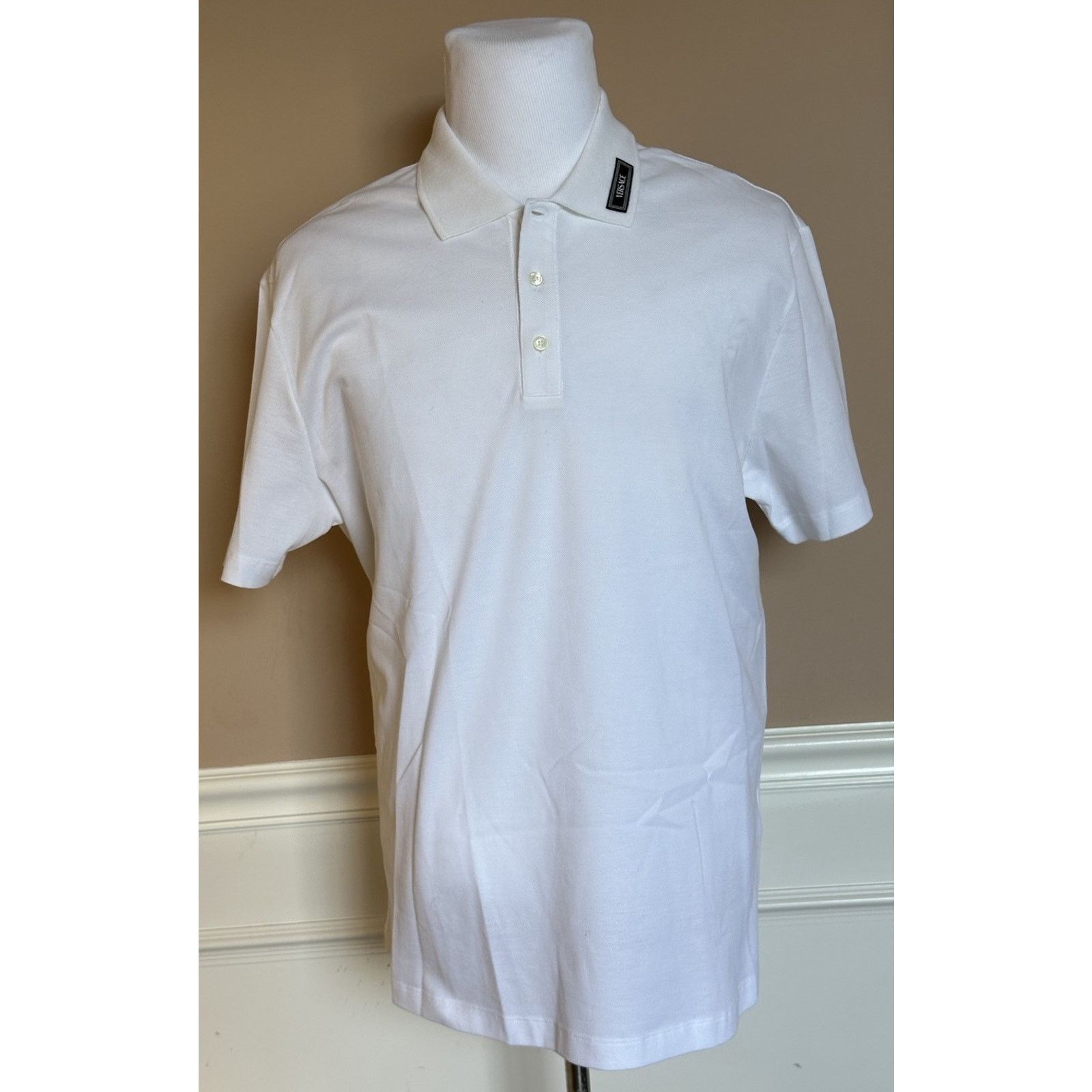 Versace Versace White Piquet Cotton Polo Shirt 2XL 1013906 NWT $800 Size US XXL / EU 58 / 5 - 1 Thumbnail
