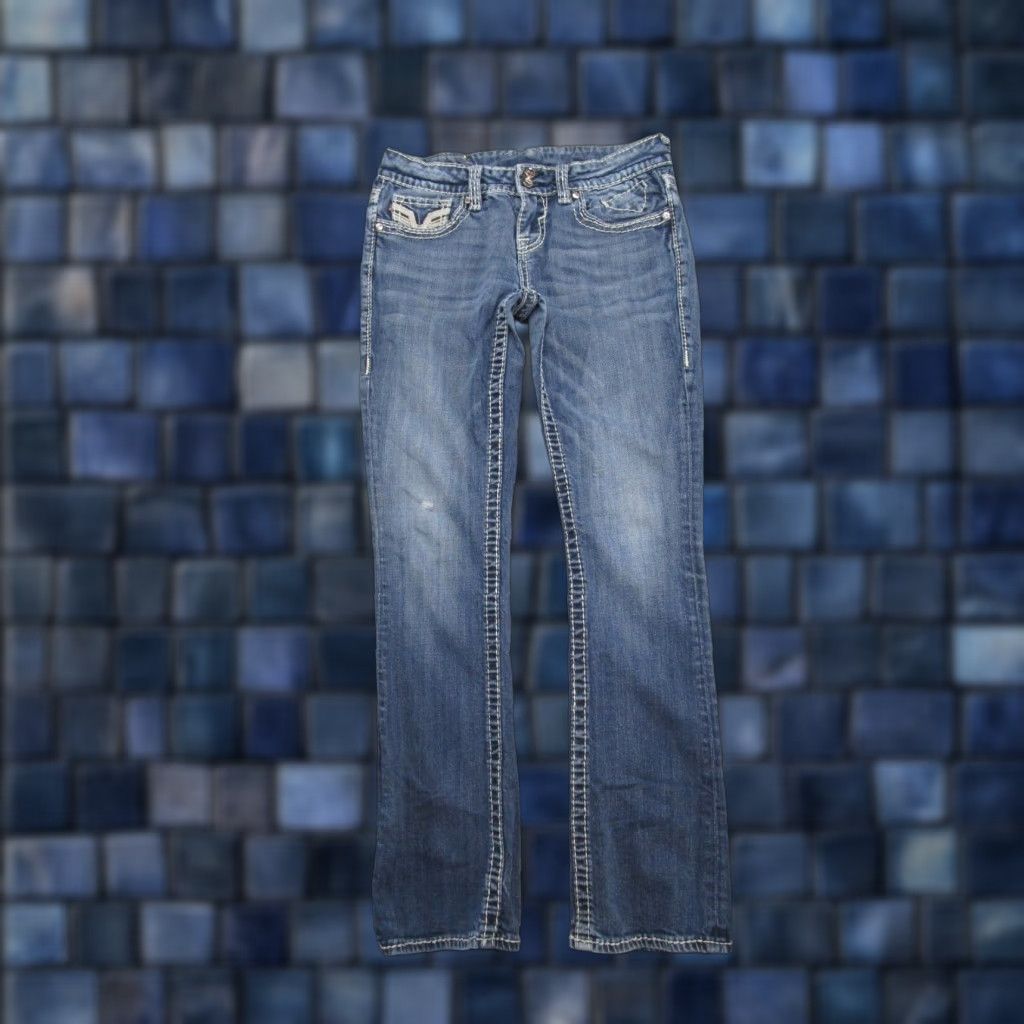 Vintage VIGOSS Women's Blue Denim Skinny Jeans 28x31 Flap Pockets Y2K USED READ Size 28" / US 6 / IT 42 - 1 Thumbnail