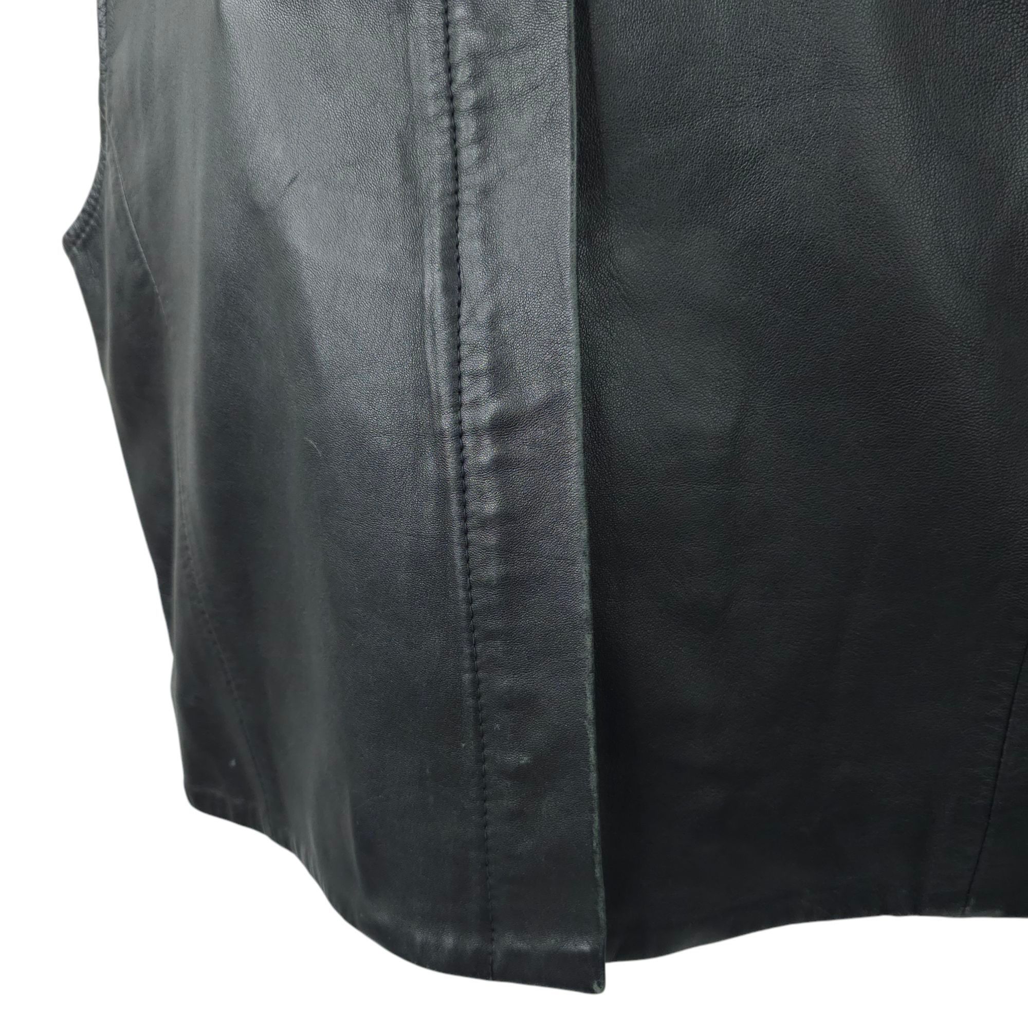 Other Saguaro Black Leather Vest Womens Size L Placket Covered Zip Size L / US 10 / IT 46 - 9 Thumbnail