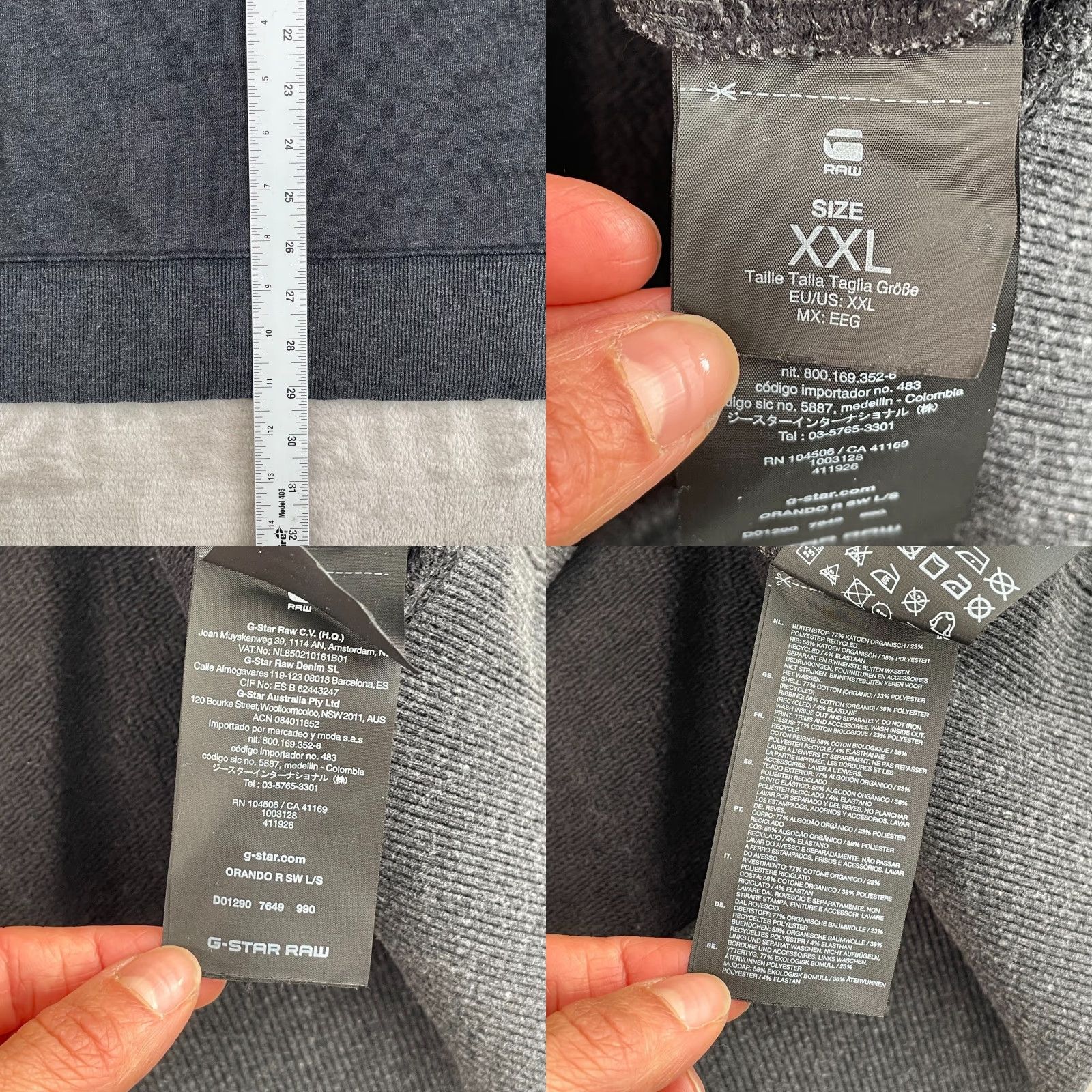 Vintage G Star Raw Orando Sweatshirt Men 2XL Charcoal Grey Crew Neck Zip Sleeves Size US XXL / EU 58 / 5 - 8 Thumbnail