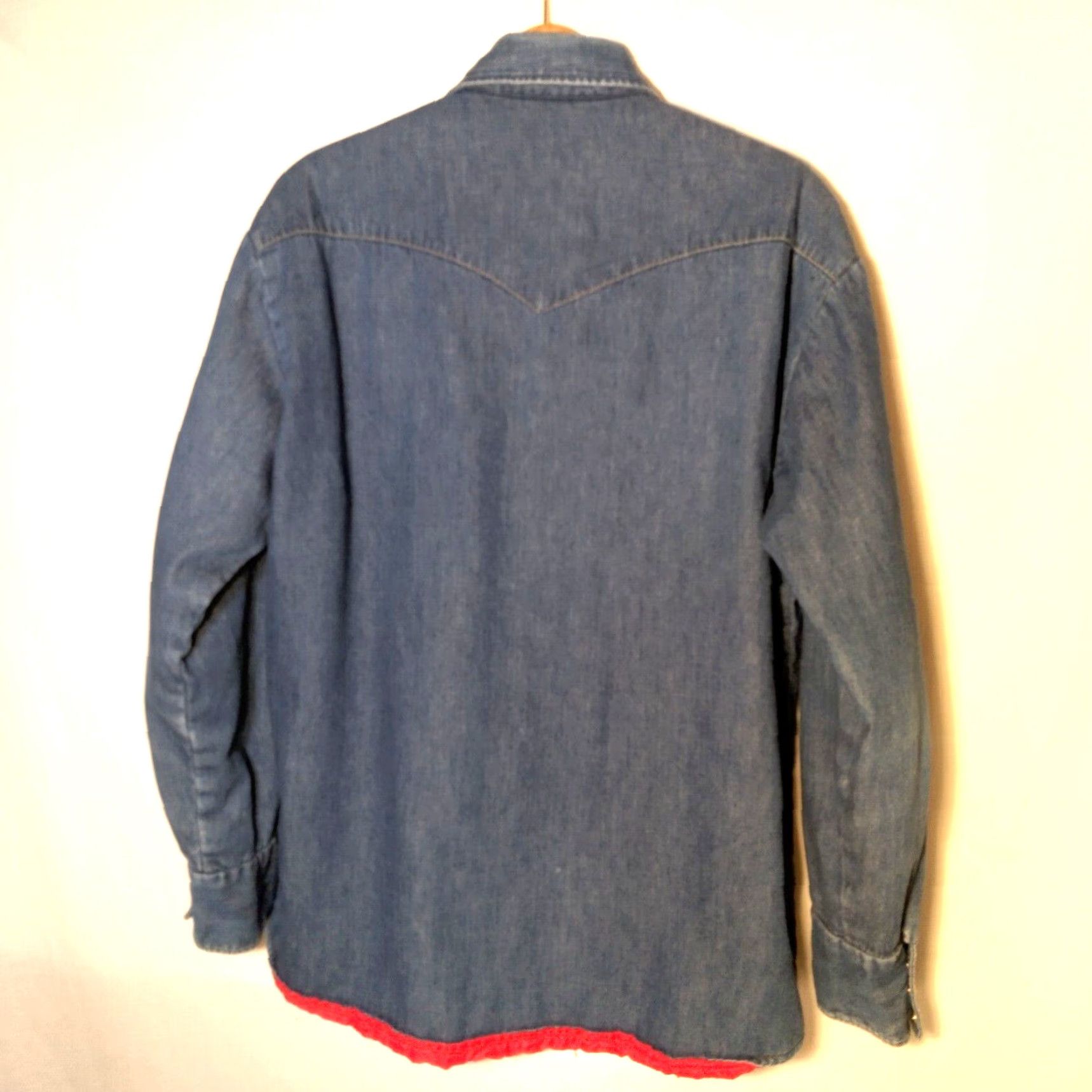 Sears VINTAGE Sears Western Wear Shirt L Blue Chambray Quilted Pearl Snap Shacket Mens Size US L / EU 52-54 / 3 - 2 Thumbnail
