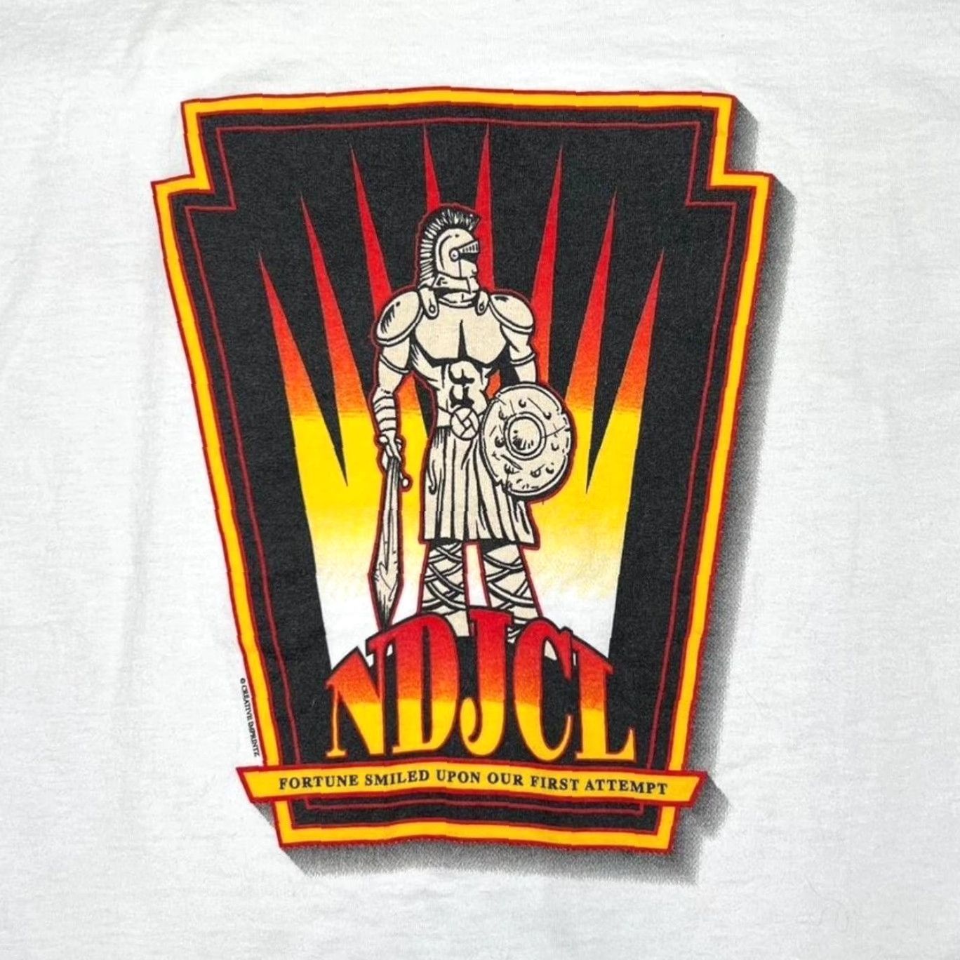Fruit Of The Loom Vintage 90’s NDJCL Fortune Smiled Souvenir Graphic Single Stitch T-Shirt M White Mens Size US M / EU 48-50 / 2 - 4 Thumbnail