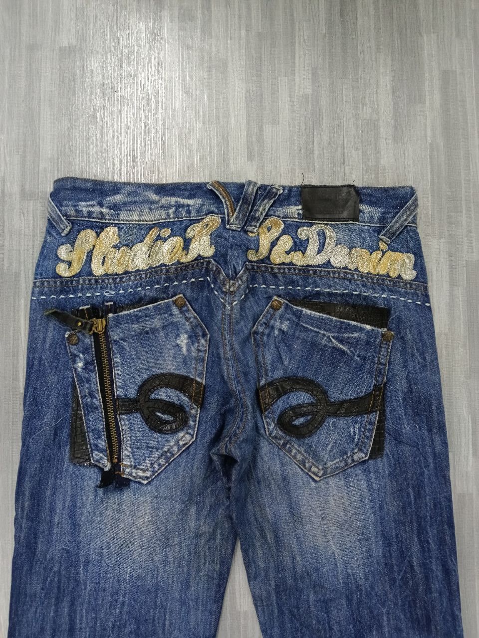 Japanese Brand FLARE SICK STUDIO RP DENIM PANTS Size US 32 / EU 48 - 5 Thumbnail