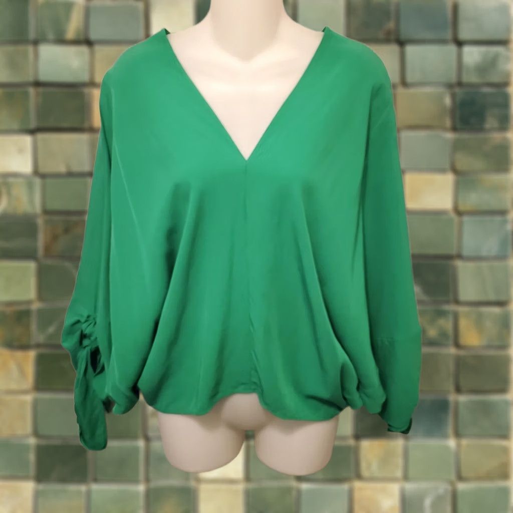 Zara Zara Blouse Womens Sz Small Cropped V Neck Balloon Bat Wing 3/4 Sleeve Size S / US 4 / IT 40 - 1 Thumbnail