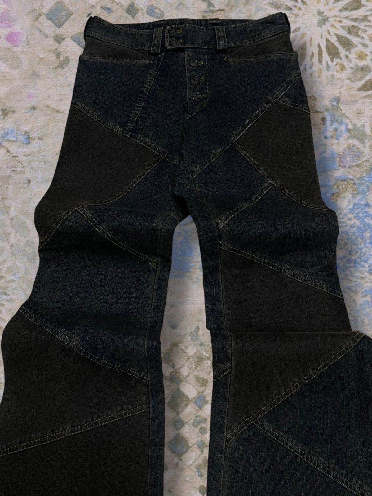 Tornado Mart Rare 90’s Japan Tornado Mart Cowboy Patchwork Flared Denim Size US 29 - 4 Thumbnail