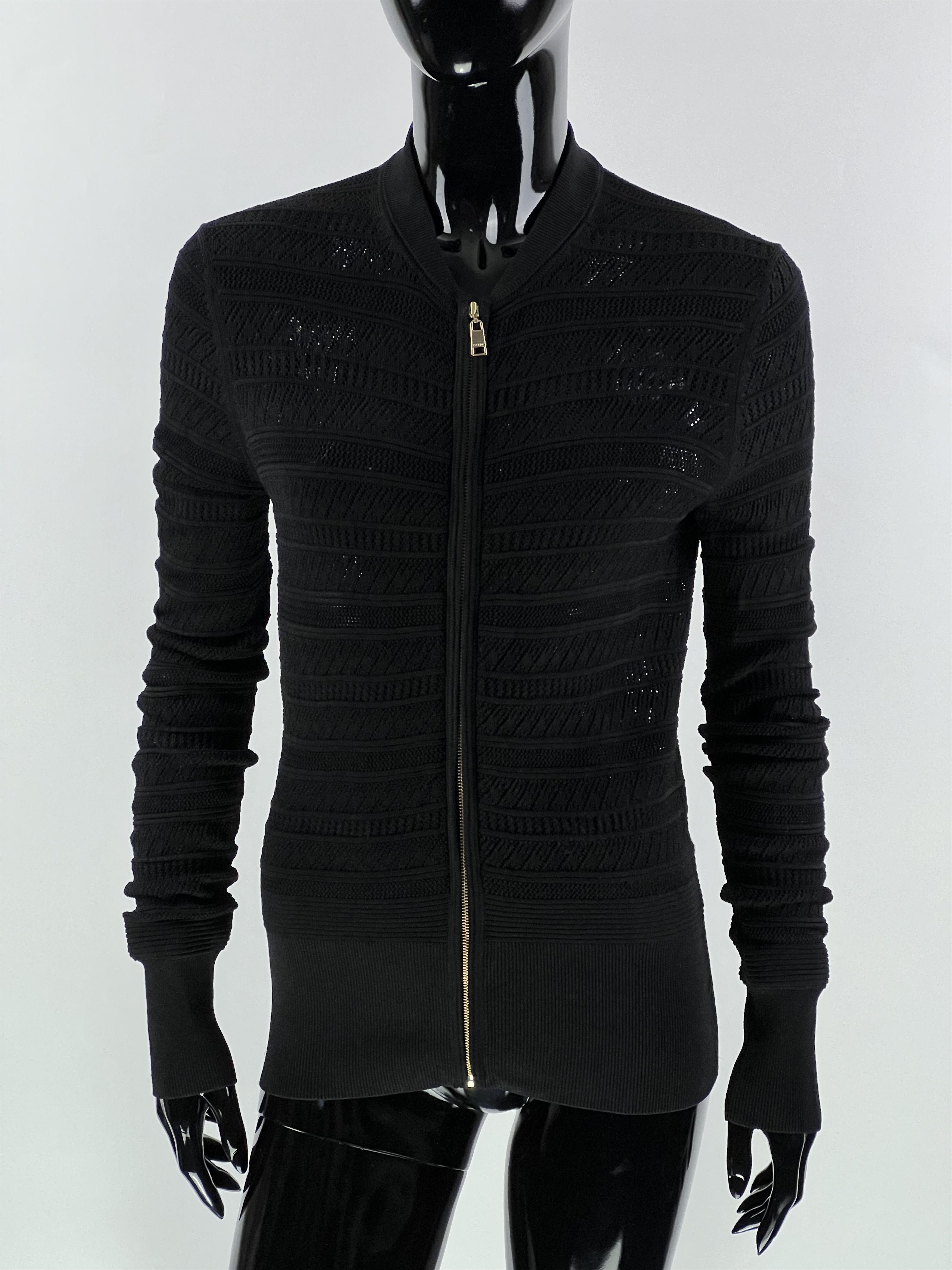 Escada × Escada Sport Escada Sport Black Knitted Mesh Full Zip Sweater Size XS Size XS / US 0-2 / IT 36-38 - 1 Thumbnail