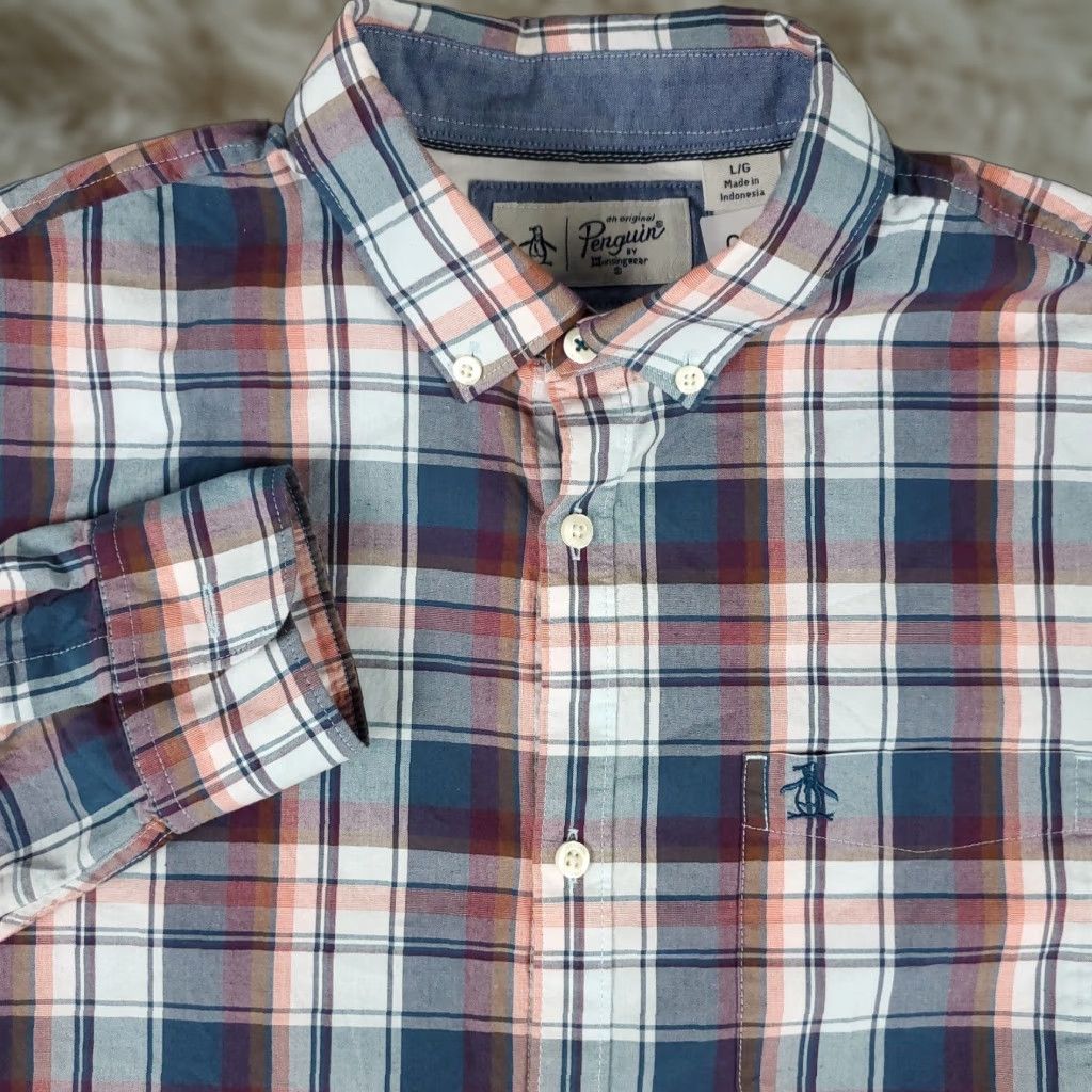 Original Penguin Original Penguin Blue Plaid Casual Button-Up Shirt Mens Large Long Sleeve Size US L / EU 52-54 / 3 - 1 Thumbnail