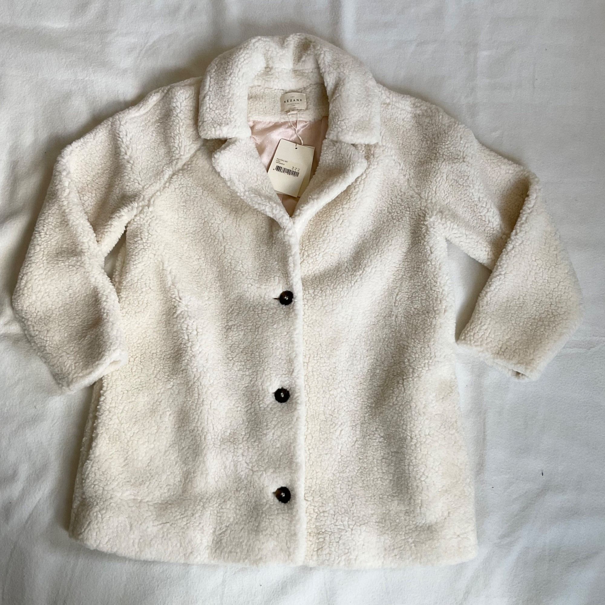 Sezane NWT SÉZANE ISÉE COAT White WOOL soft SZ42 us10 bust44 Size L / US 10 / IT 46 - 2 Thumbnail