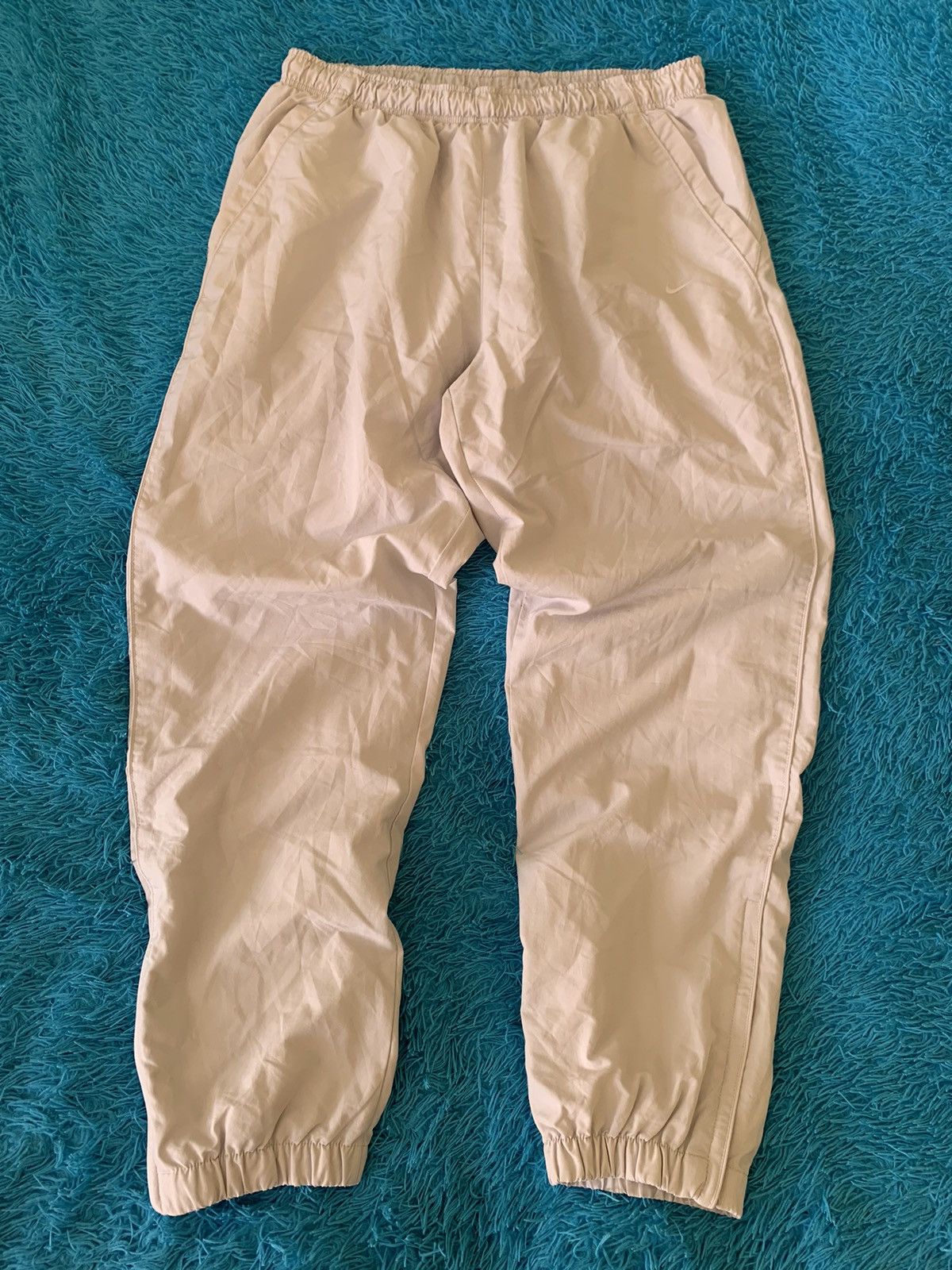 Other 00s Nike Vintage Nylon WHITE / CREAMY Joggers Baggy Pants Size US 36 / EU 52 - 1 Thumbnail