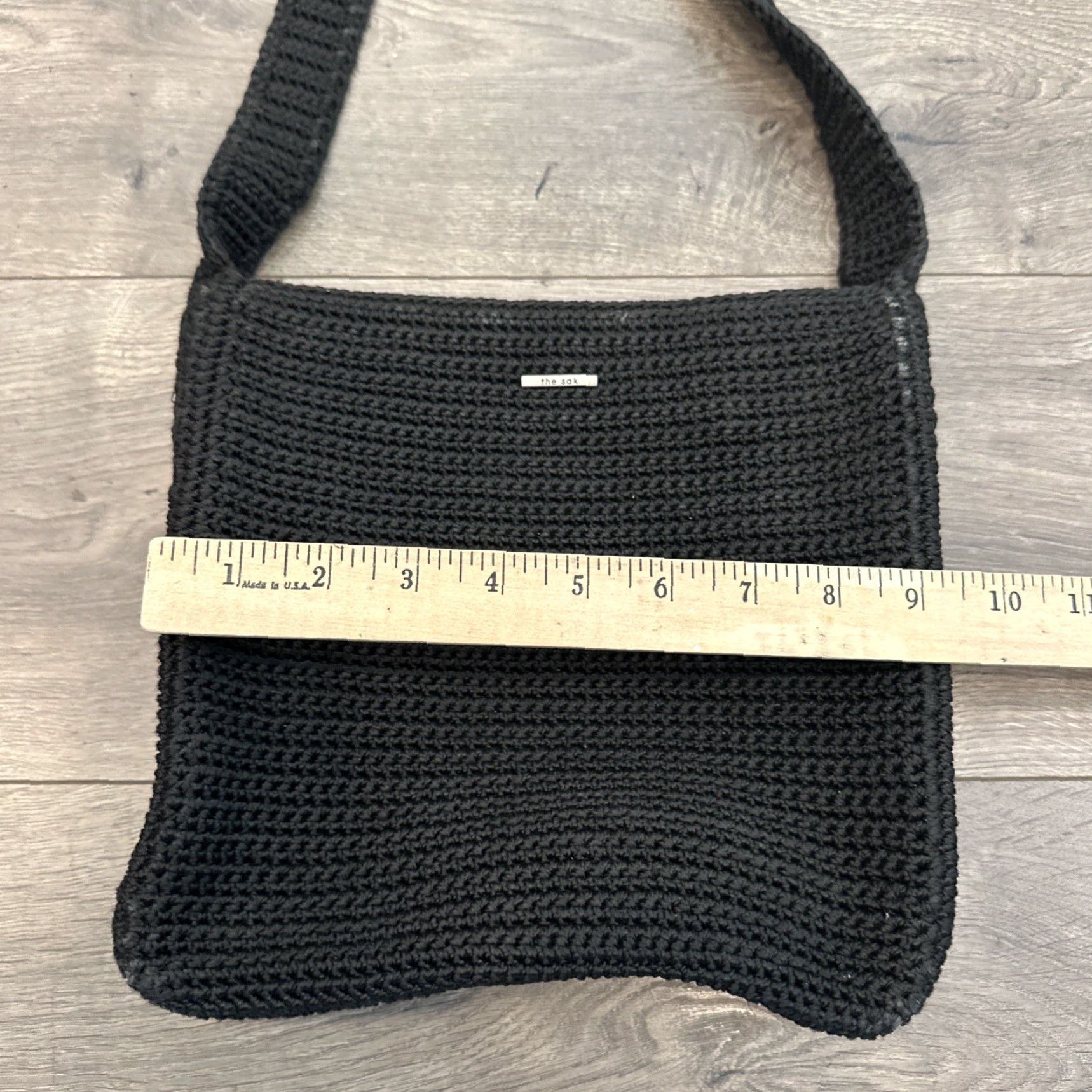The Sak VINTAGE The Sak Black Crochet Knit Shoulder Bag Medium Lightweight Boho Travel Purse Womens Size ONE SIZE - 3 Thumbnail